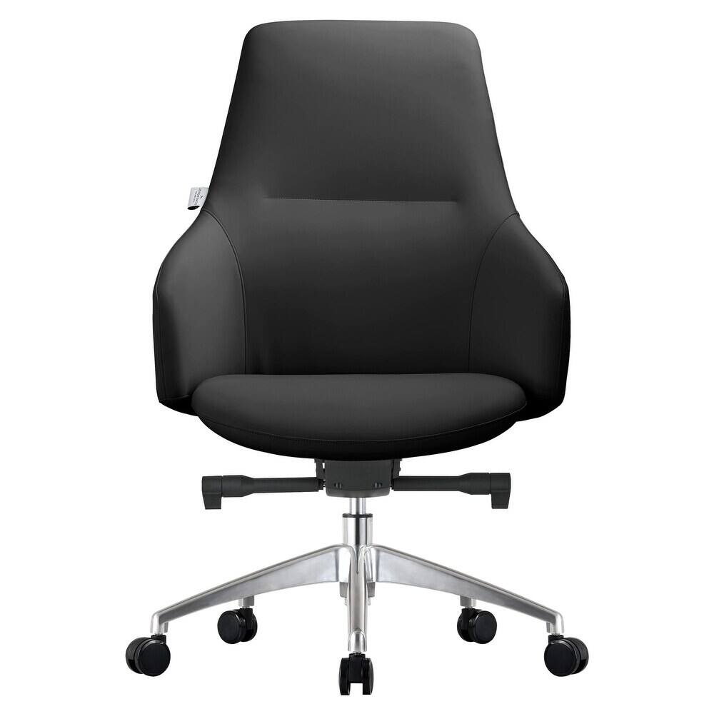 Back. LeisureMod - Celeste High-Back Office Chair - Modern Leather Upholstery, Adjustable Height, Swivel & Tilt Armrest Desk Chair - Black.