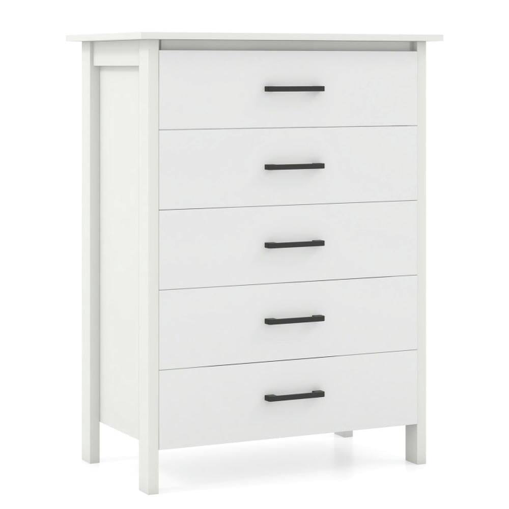 Alt View 2. Kadyn - Storage Dresser,Chest of Drawers,Modern 5-Drawer Multipurpose Chest Dresser with Metal Handles-White - White.