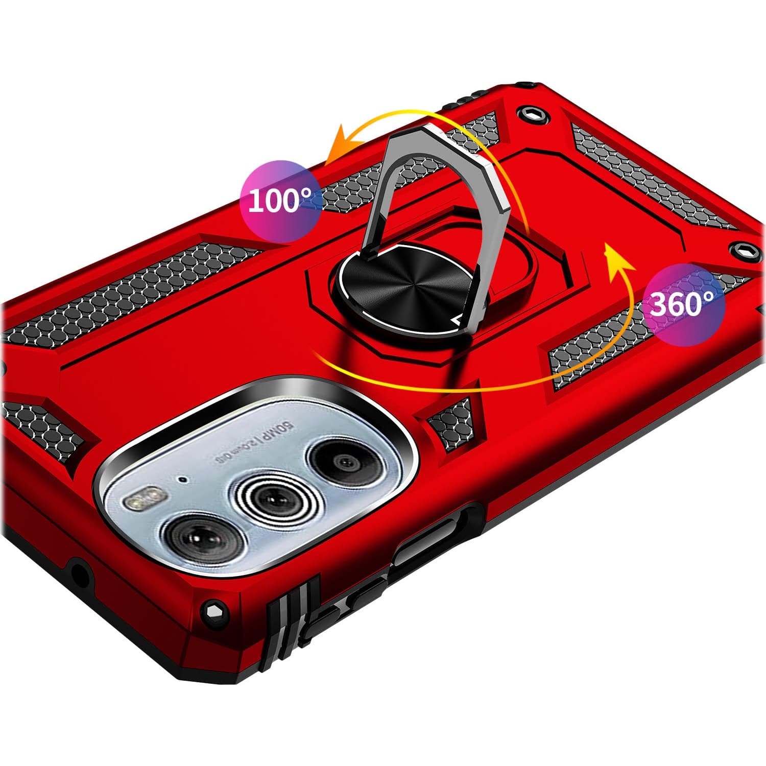 Alt View 12. SaharaCase - Military Kickstand Series Case for Motorola Edge+ (2022) - Red.