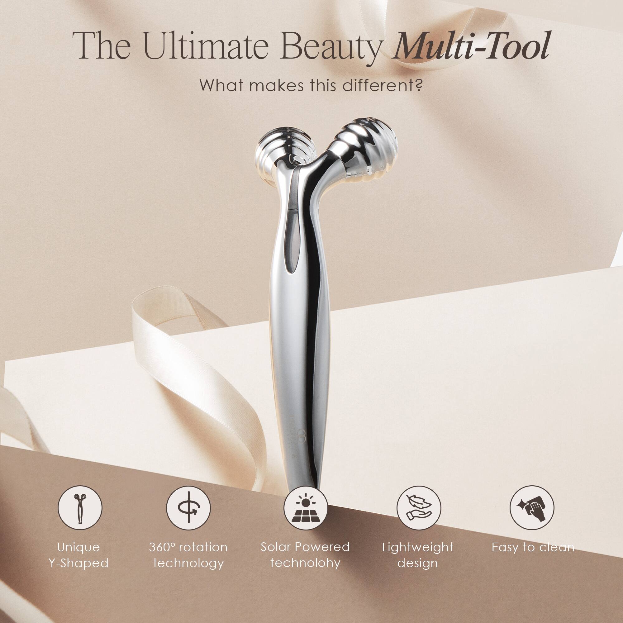 The Ultimate Beauty Multi-Tool  
What makes this different?  
- Unique Y-Shaped  
- 360° rotation technology  
- Solar Powered Lightweight technology design  
- Easy to clean