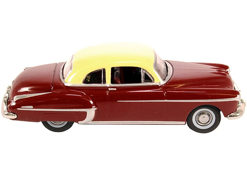 Alt View 1. Oxford Diecast - 1950 Oldsmobile Rocket 88 Coupe Chariot Red with Canto Cream Top 1/87 (HO) Scale Diecast Model Car by Oxford Diecast.