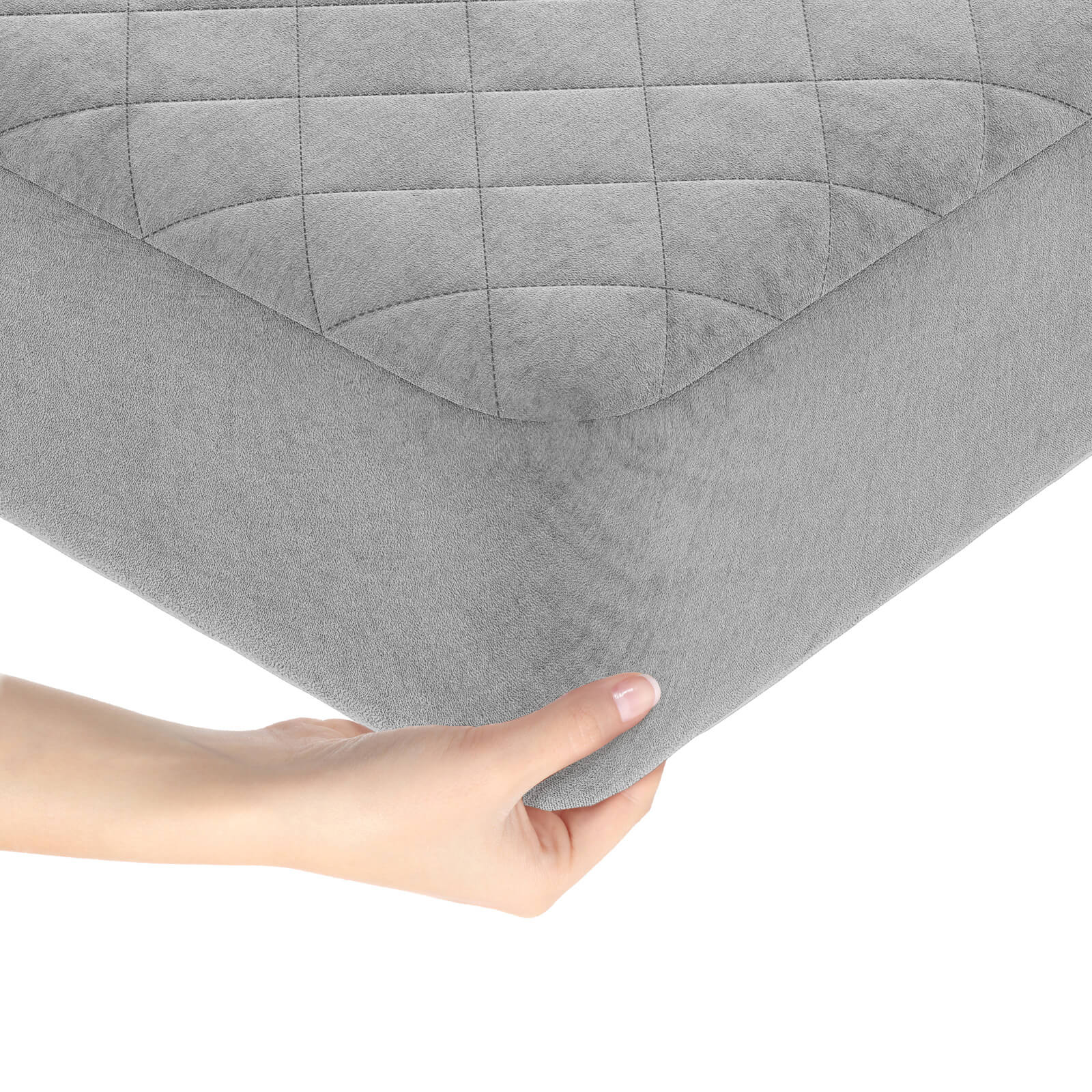 Front. Costway - Costway Queen Size Mattress Protector with Deep Pocket Sponge Padding Anti-slip Bottom - Grey.
