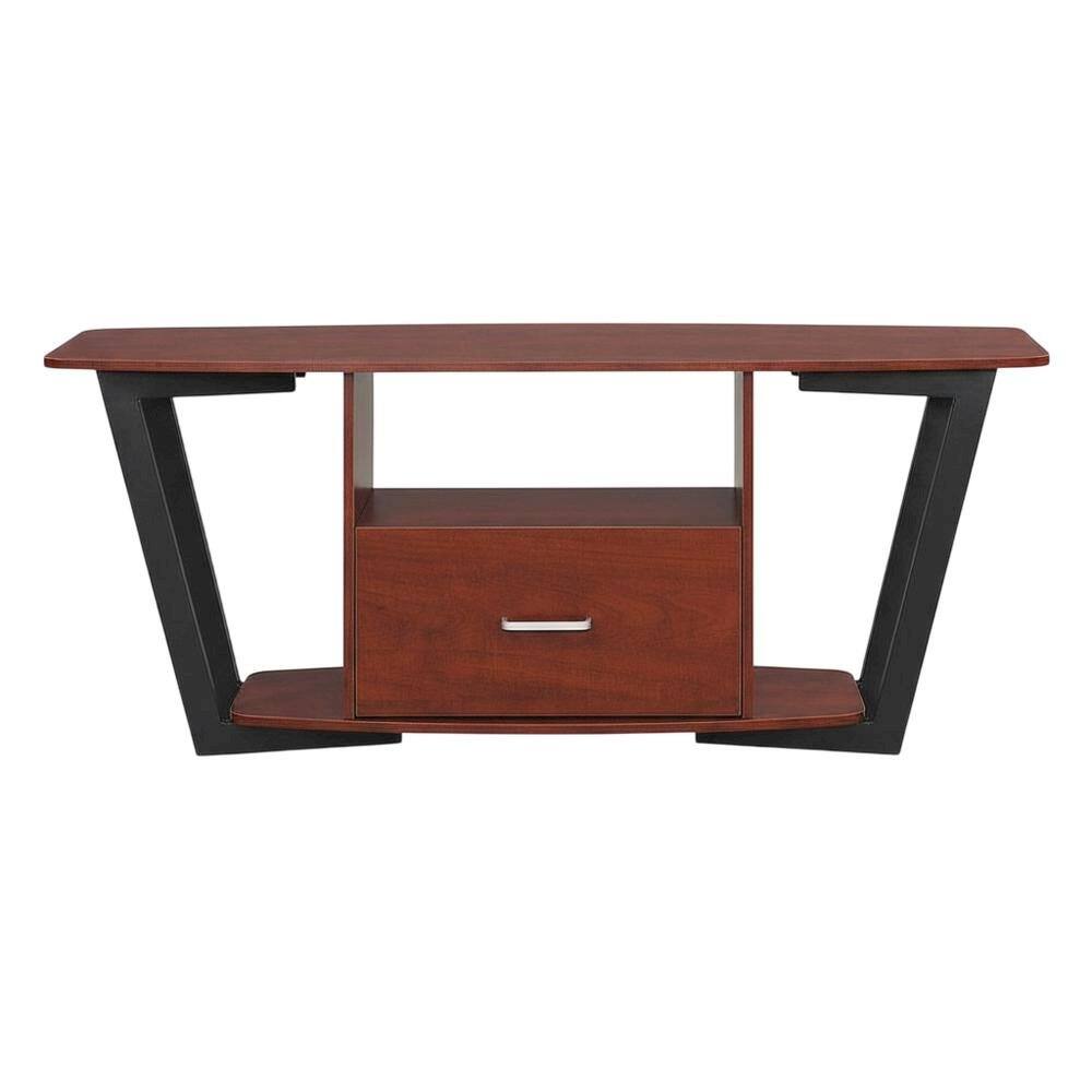 Alt View 3. FurniFact - Brown Graystone TV Stand, Shelves, TVs up to 65 Inches, Powder-Coated Metal - Brown Gray.