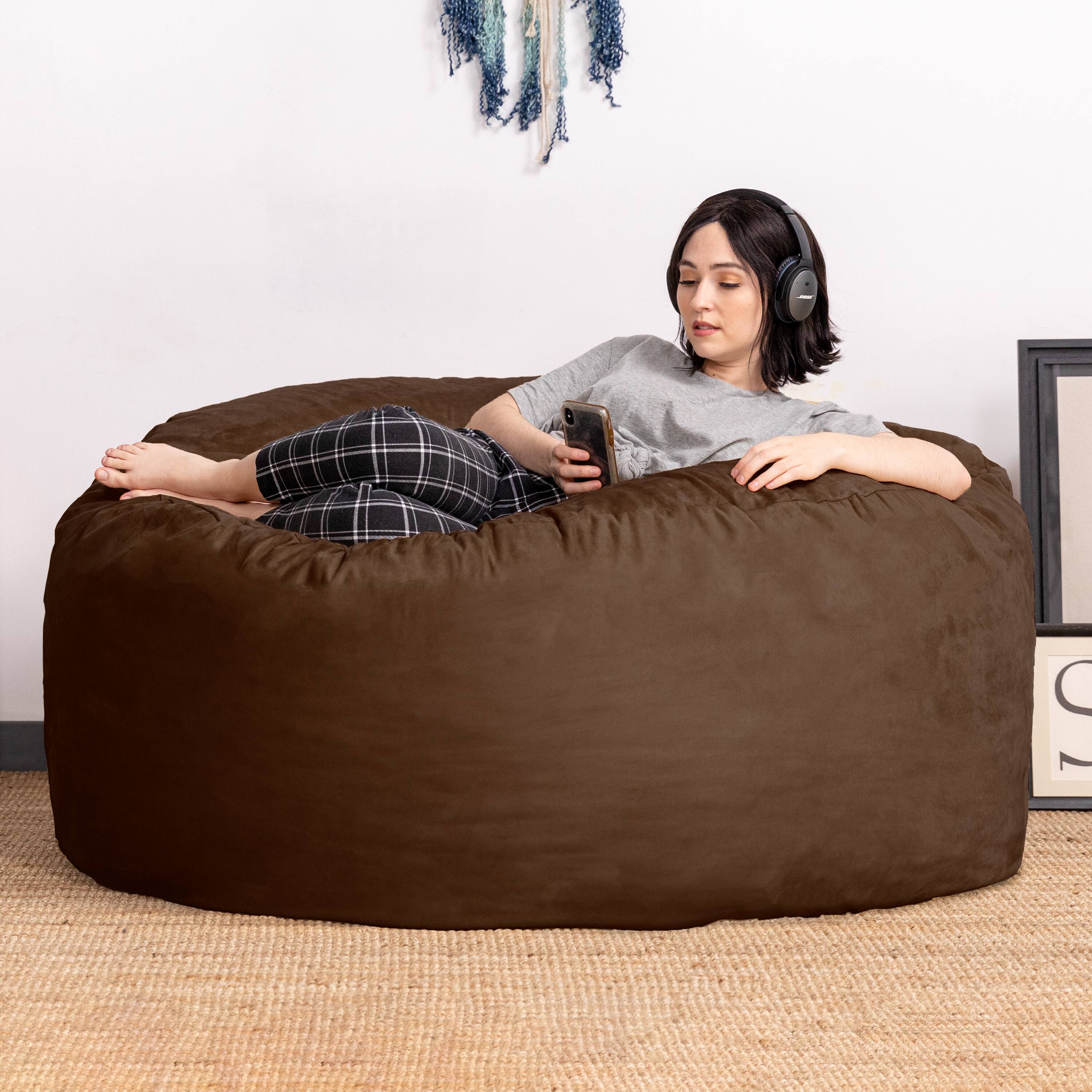 Alt View 1. Jaxx - Jaxx Saxx 5 Foot Large Bean Bag w/ Removable Cover, Chocolate - Chocolate.