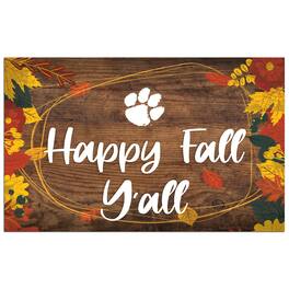 Fan Creations - Clemson Tigers 11'' x 19'' Happy Fall Y'all Sign - Brown