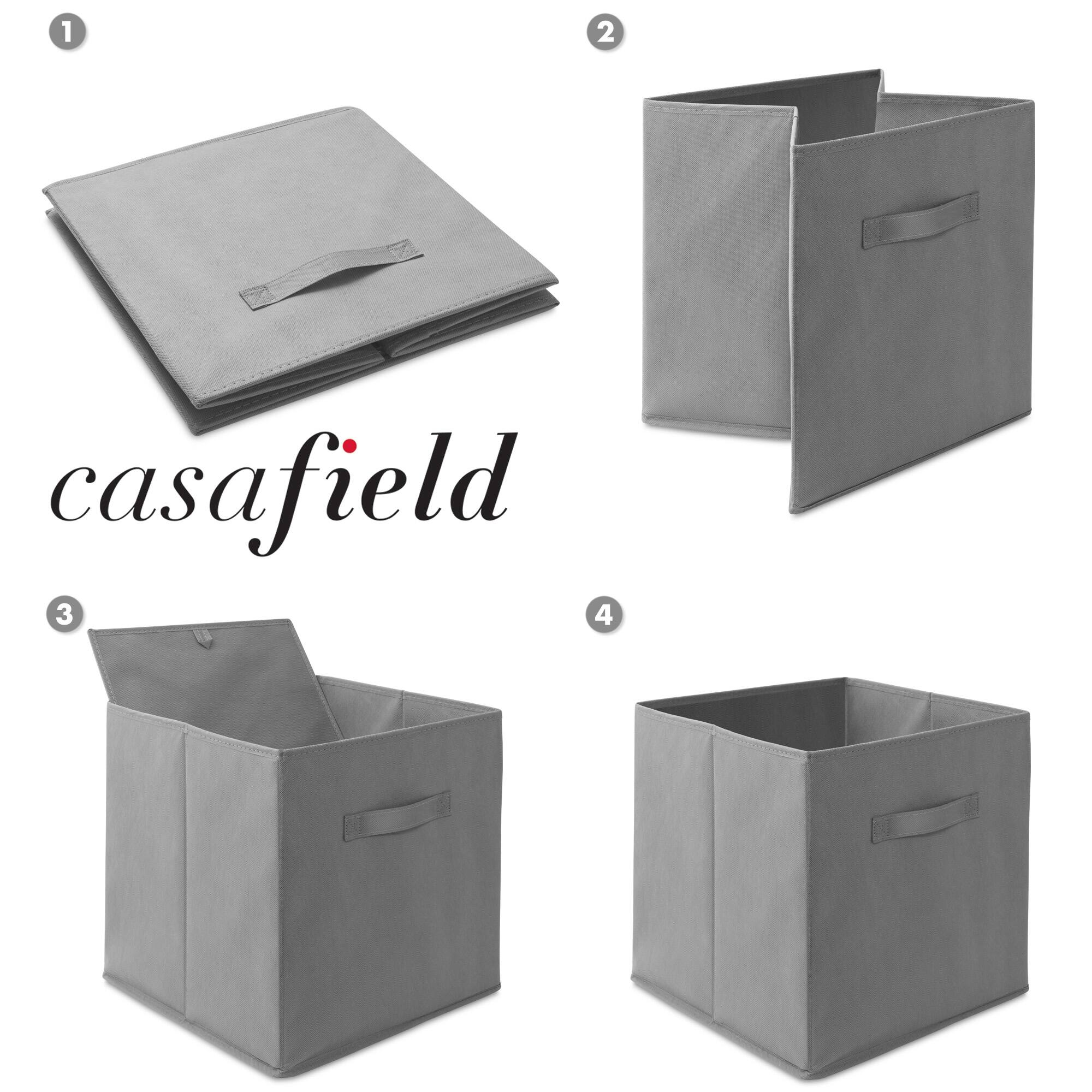 Alt View 5. Casafield - (Set of 6) Collapsible Fabric Cubes - Storage Bins - Gray.