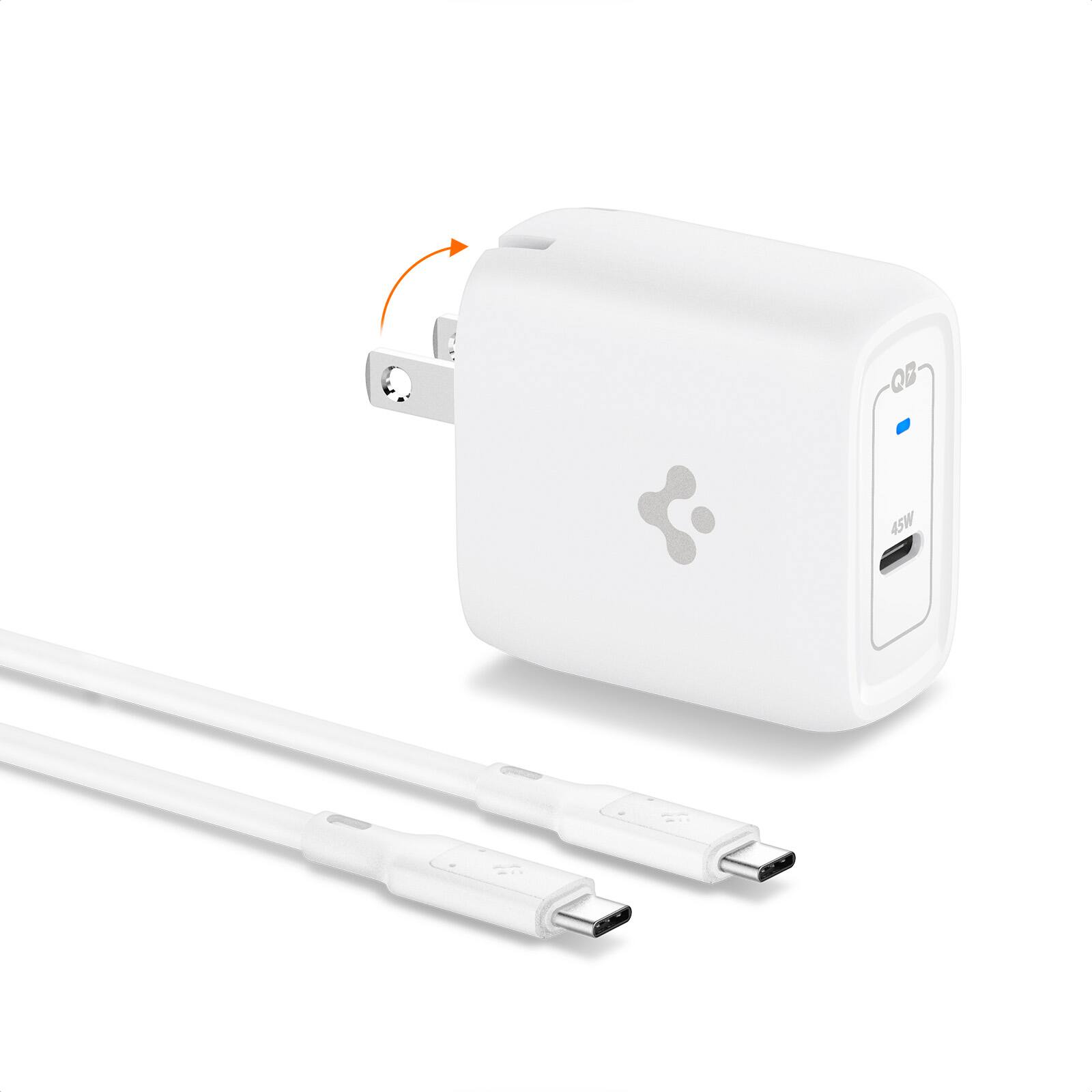 Angle. Spigen - Spigen ArcStation Pro GaN 45W USB-C Wall Charger (PE2015UJ).