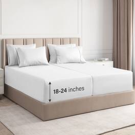 CGK Linens - 6 Piece Sheet Set - Extra Deep Pocket for 18"-24" Mattresses & Extra Pillowcases - Split king - White