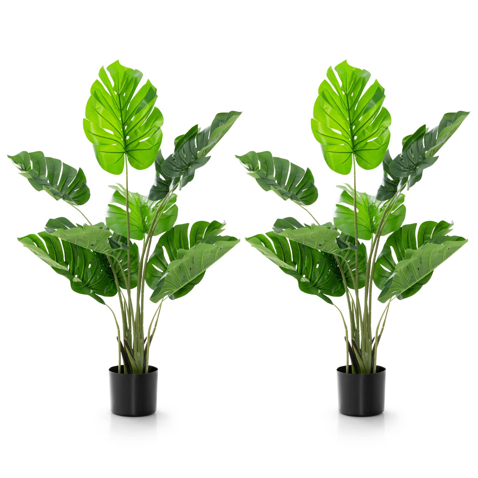 Costway - 2 Pack Artificial Monstera Deliciosa Tree 4ft Faux Plant w/ Cement-Filled Pot - Green price history on PriceWatchPro