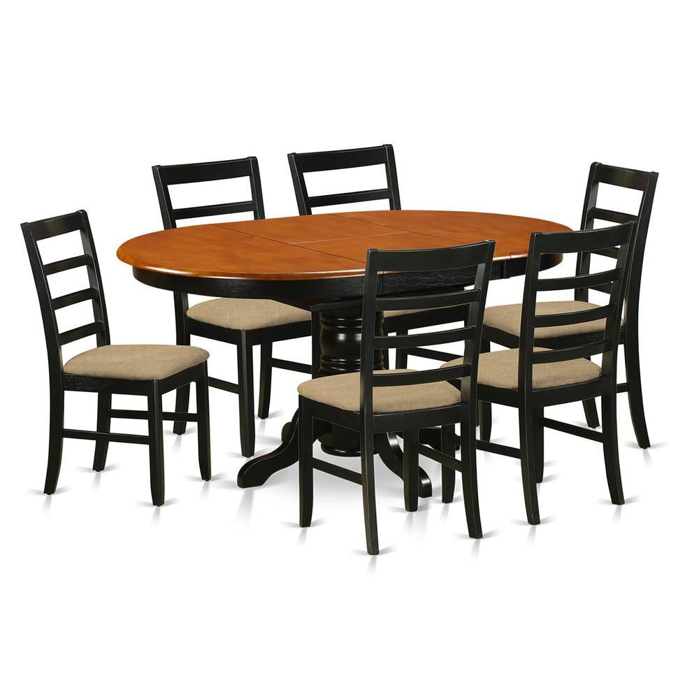 East West Furniture - AVPF7-BCH-C Dining set - 7 Pcs with 6 Wooden Chairs - Black & Cherry
