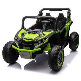 ELEMENT ACE - 24V Two-Seater Children's Ride-On UTV with Parental Remote Control, Four-Wheel Suspension, and LED Lighting for Ages 3+ - Green