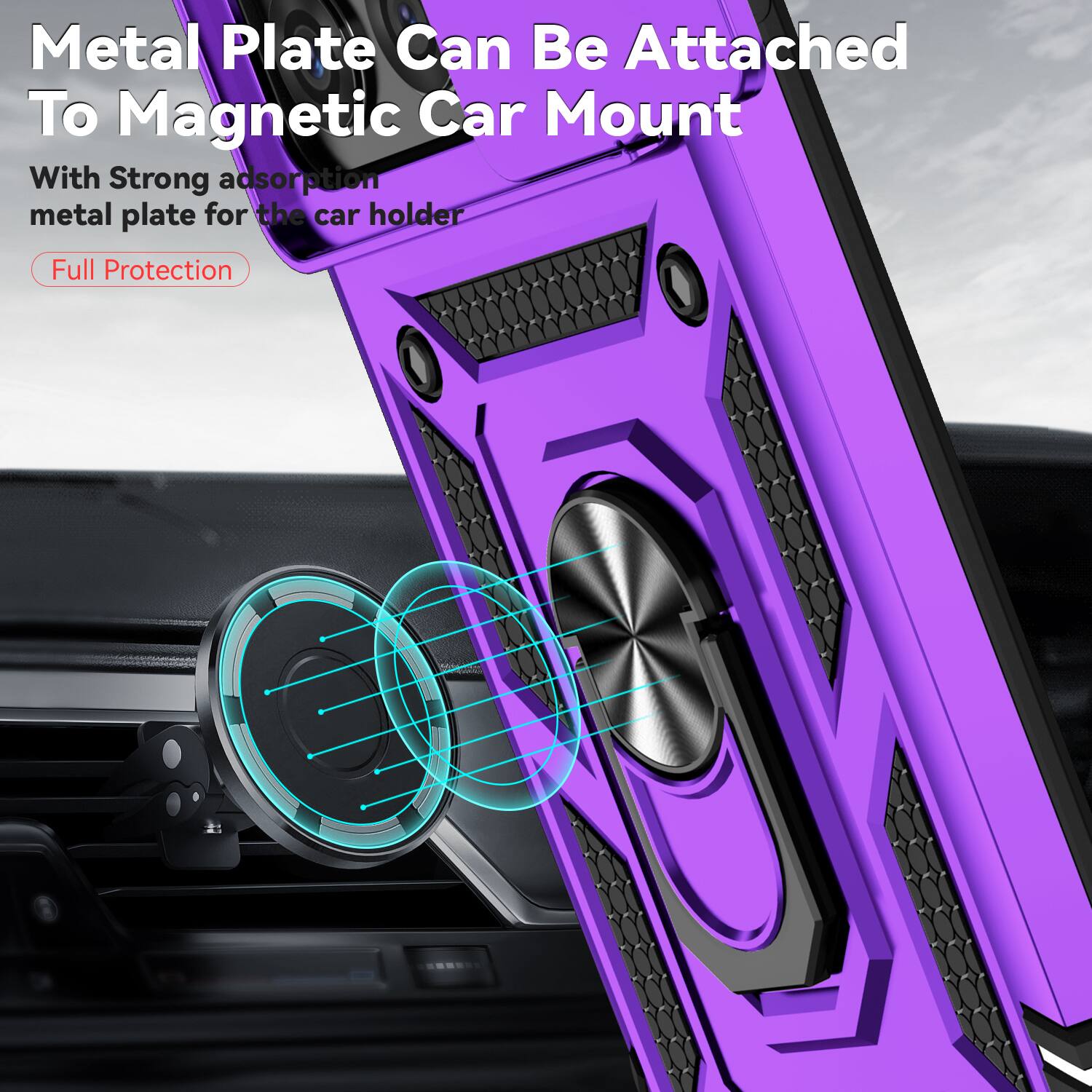 Metal Plate Can Be Attached To Magnetic Car Mount

With Strong adsorption metal plate for the car holder

Full Protection