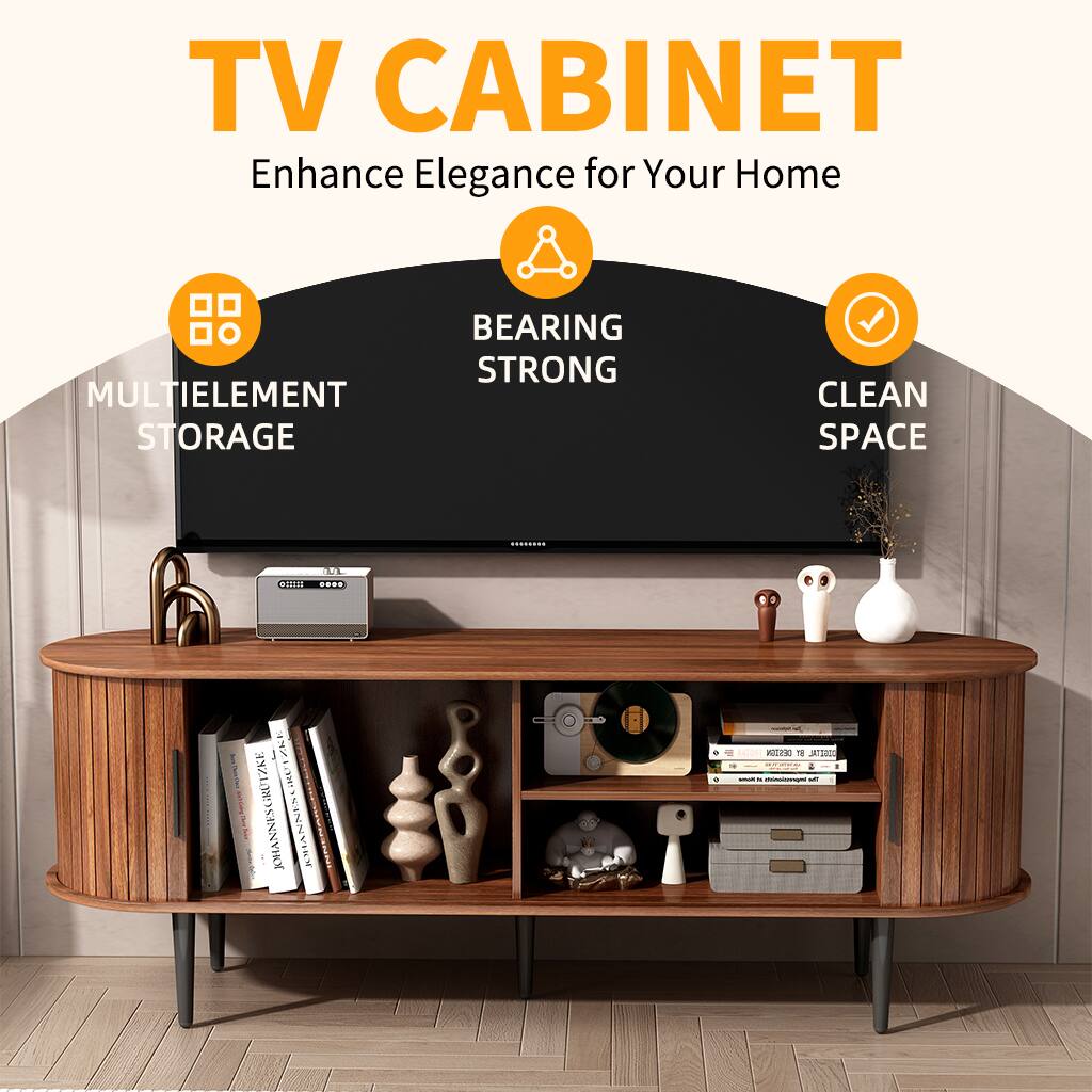 TV CABINET  
Enhance Elegance for Your Home  

MULTIELEMENT STORAGE  
BEARING STRONG  
CLEAN SPACE