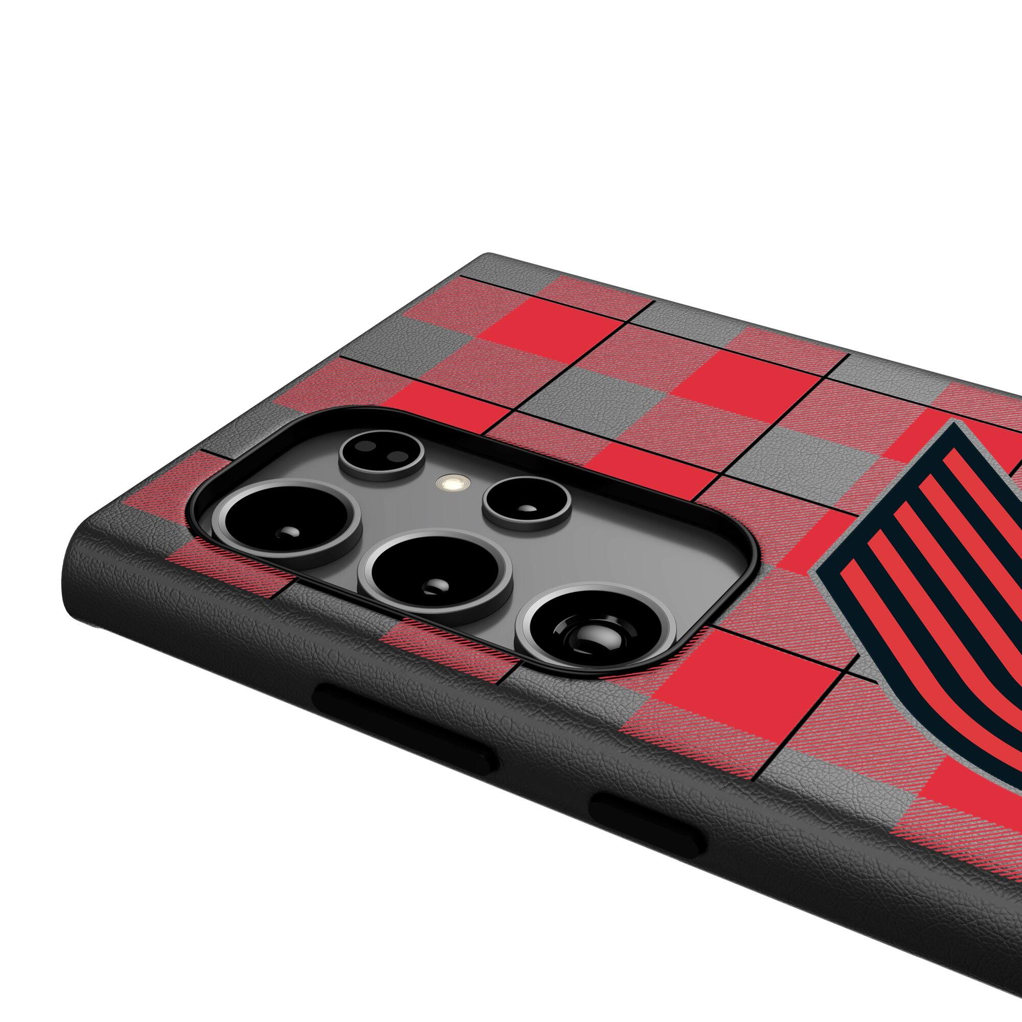 Alt View 3. Keyscaper - Portland Trail Blazers Plaid Galaxy Magnetic Bump Case - S24 Ultra - Black.