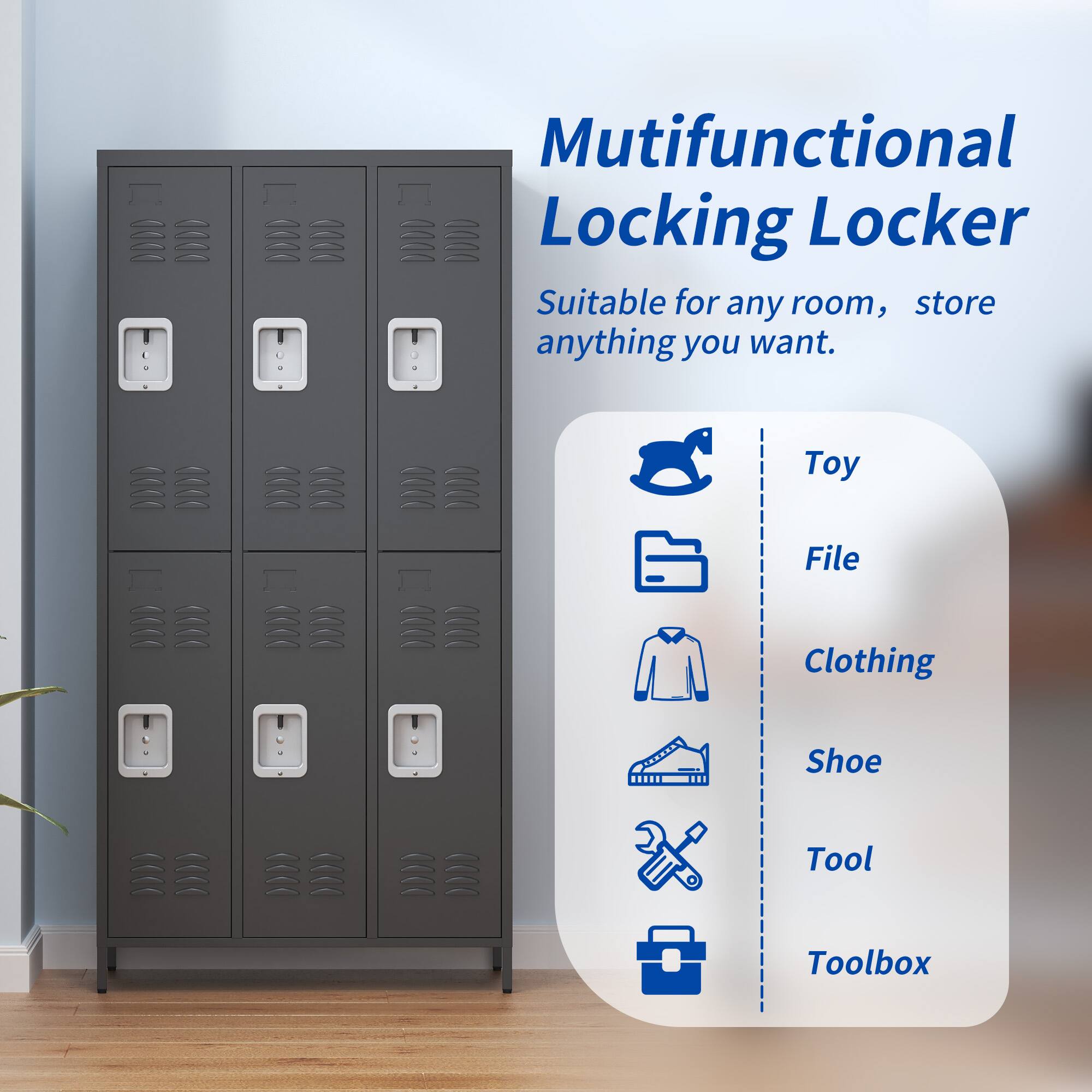 Multifunctional Locking Locker  
Suitable for any room, store anything you want.  

- Toy  
- File  
- Clothing  
- Shoe  
- Tool  
- Toolbox