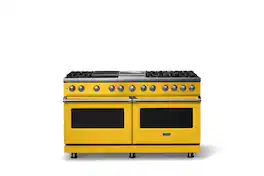 Viking - 60"W. 8 Burner Pro 5 Series 9.4 Cu. Ft. Freestanding Sealed 8 Burner Dual Fuel Convection Range/Griddle/Grill - Daffodil
