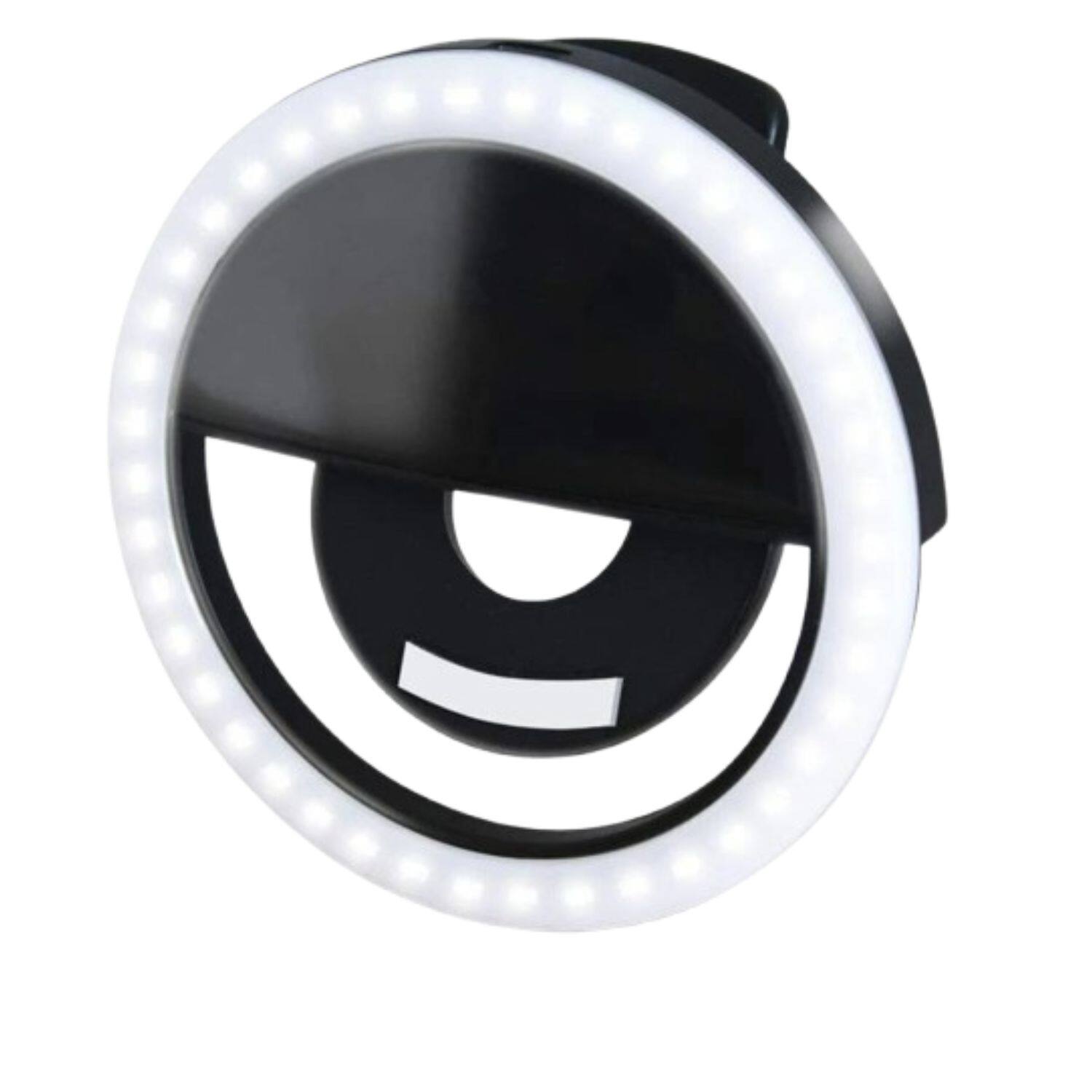 Front. Home Collection - Blue Portable Selfie Ring Light – LED Fill Flash Clip for Phone, Tablet, or iPad.