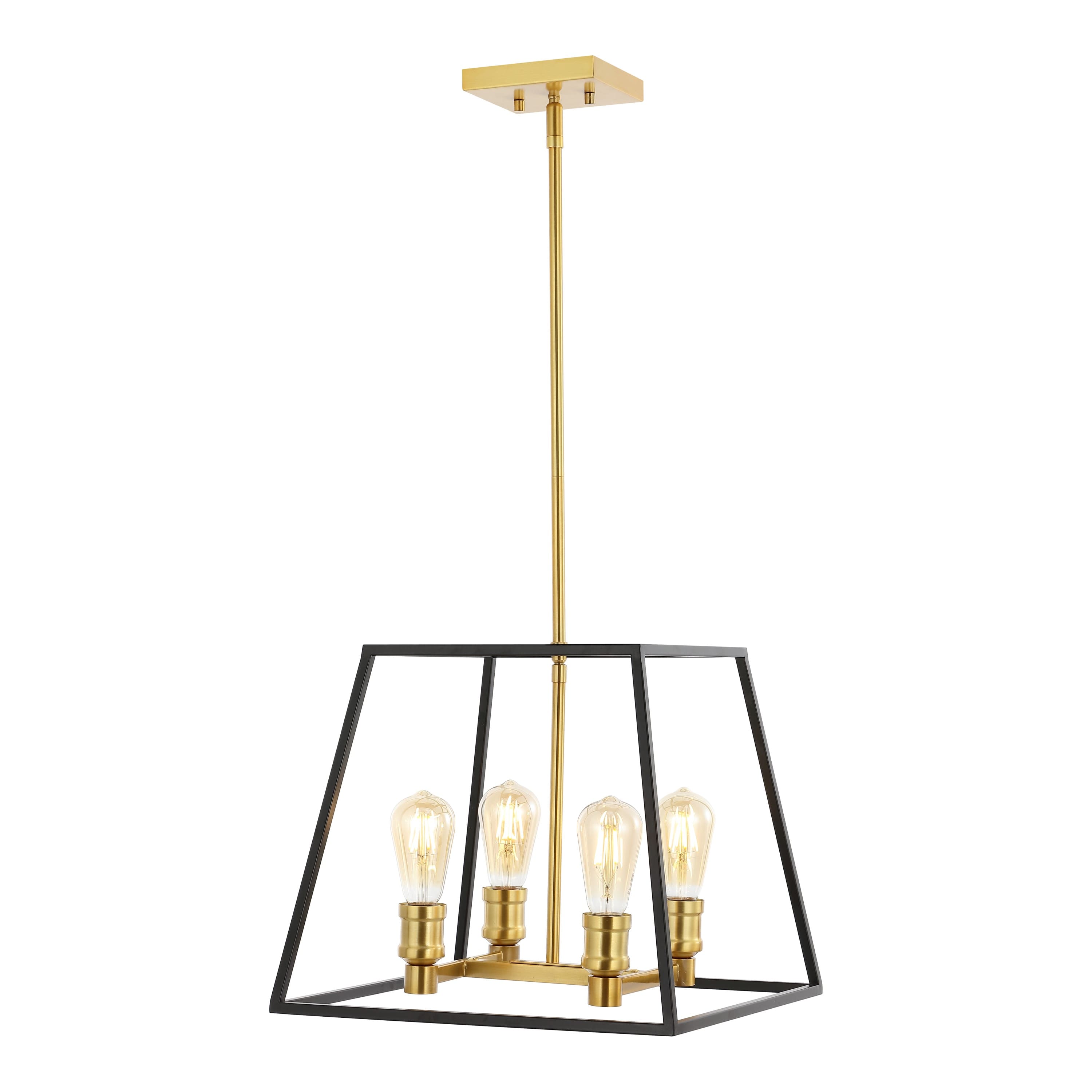 "Jonathan Y - Lloyd 15"" 4-Light Farmhouse Industrial Iron LED Pendant - Black/Brass Gold" price history on PriceWatchPro