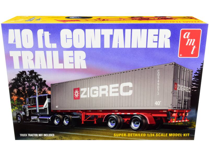 - 40 ft. CONTAINER TRAILER
- ZIGREC
- CG549073
- SUPER-DETAILED 1/24 SCALE MODEL KIT
- TRUCK TRACTOR NOT INCLUDED
