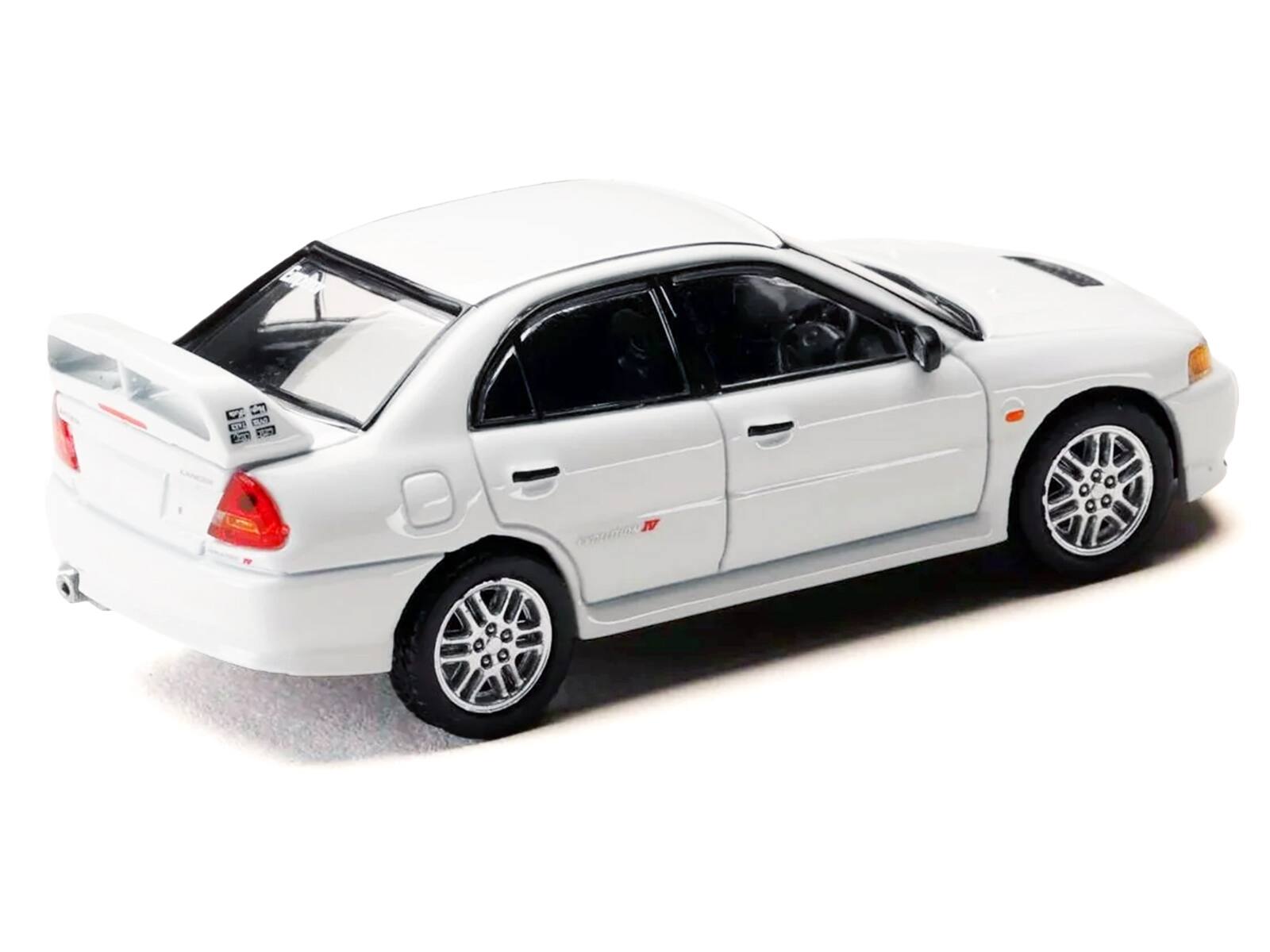 Alt View 2. Hobby Japan - Mitsubishi Lancer RS Evolution IV RHD "MonStar" White "Initial D" (1995-2013) Manga 1/64 Model Car by Hobby Japan.