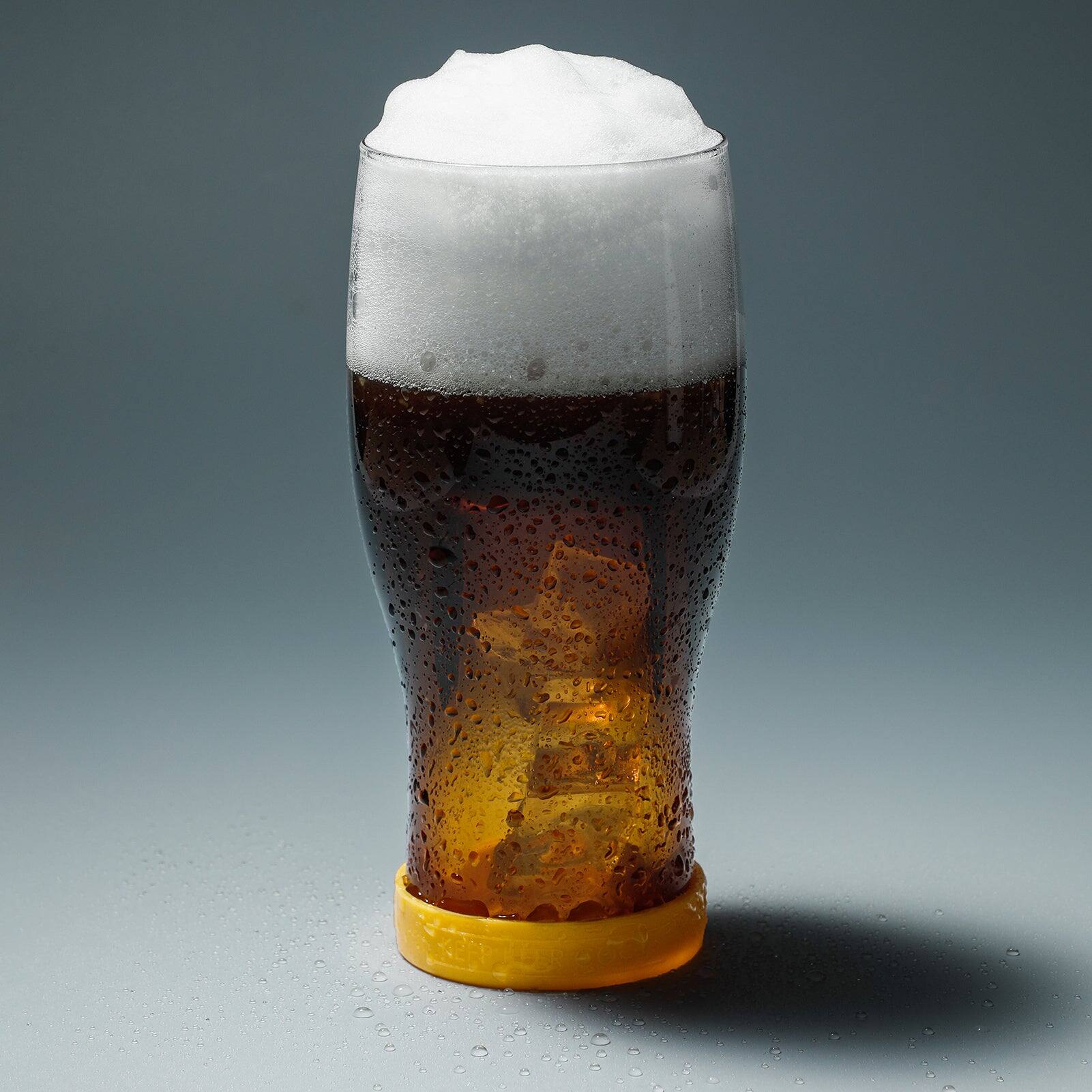 Left. BreeBe - Ice Isolation Beer Glasses set of 4, 20 fl-oz. - Amber.