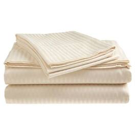 Hivvago - Full size Dobby Stripe Sateen Sheet Set Microfiber - Beige