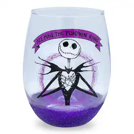 Disney - Nightmare Before Christmas "All Hail Pumpkin King" Stemless Wine Glass - Purple