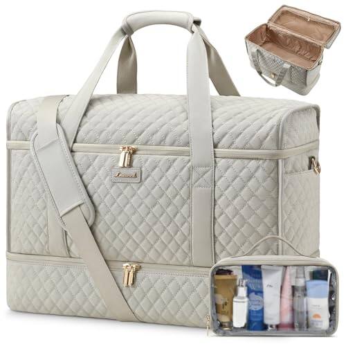 Fabibe - Large Travel Duffle Bag Weekender Bags for Women With Shoe Compartment Overnight For Labor Delivery Carry on Personal - Light Gray-Large