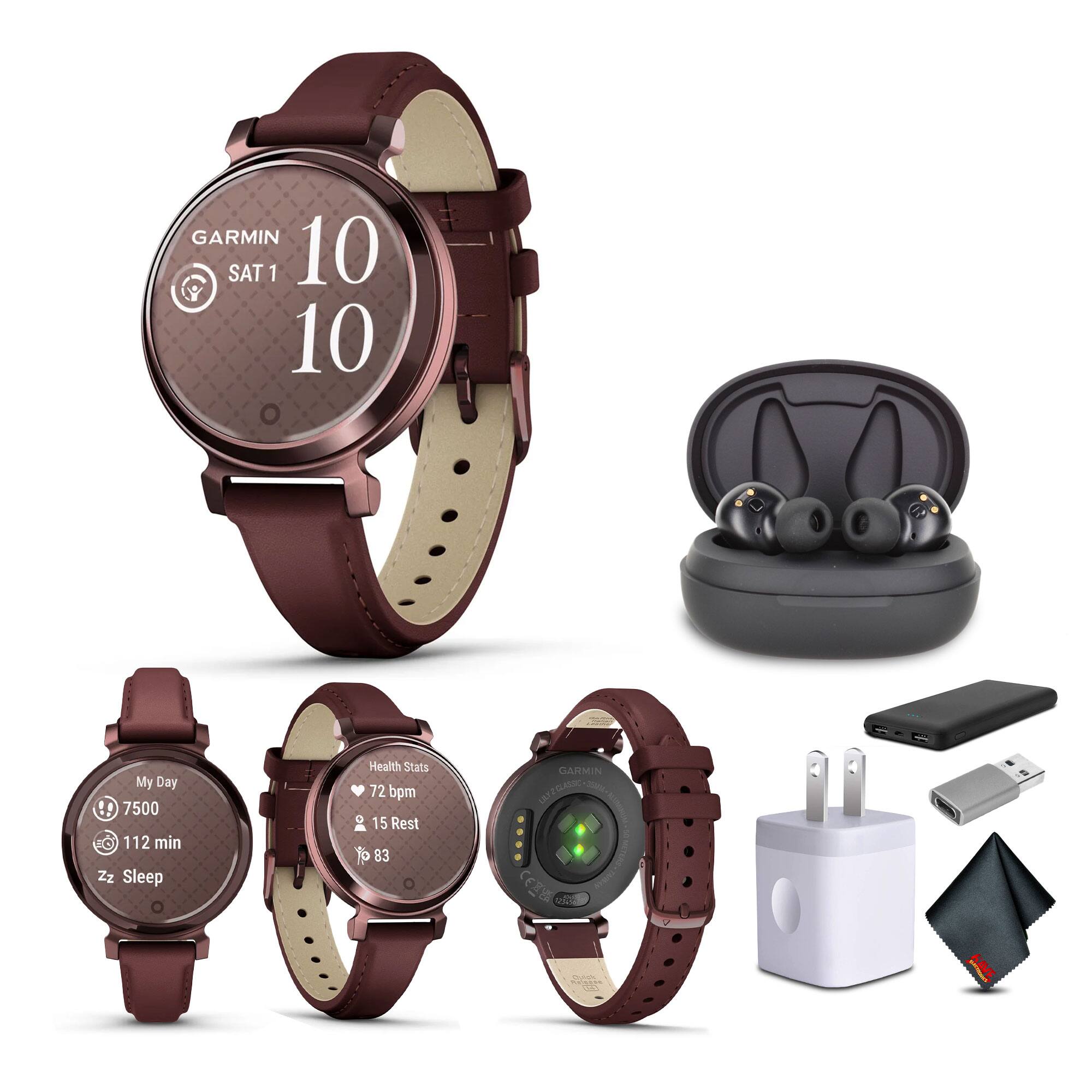 Garmin - Lily 2 Classic, Small and Stylish Smartwatch Mulberry Bundle - Mulberry - (2025)