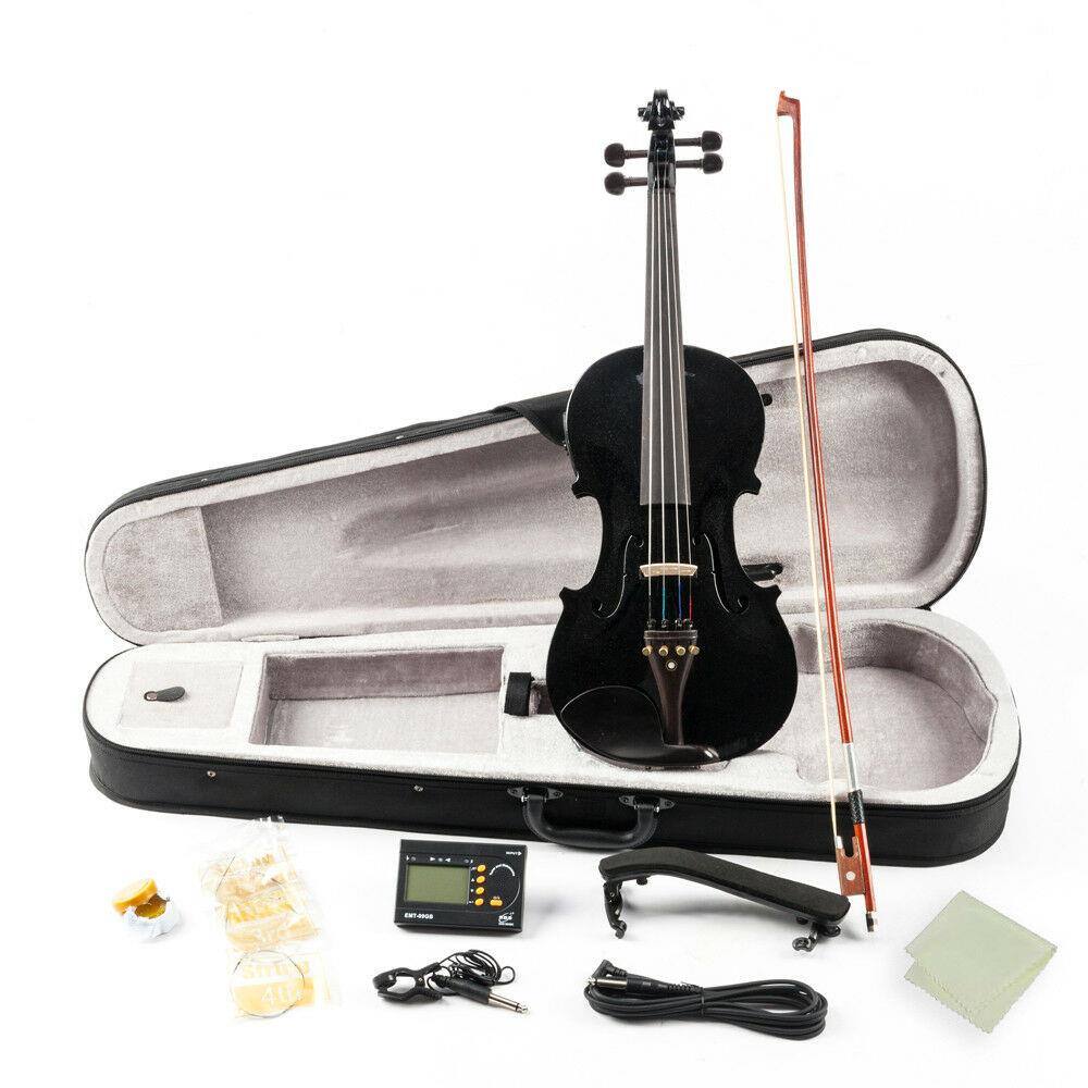 Alt View 2. Winado - Acoustic Electric Violin, 4/4 Violin with EQ preamp and Ebony Accessories, Full-size Violin with AUX Cable.