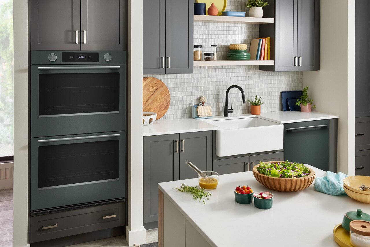 Alt View 2. KitchenAid - 30" Smart Built-In Electric Double Wall Oven with Assisted Cook Cycles - Juniper.