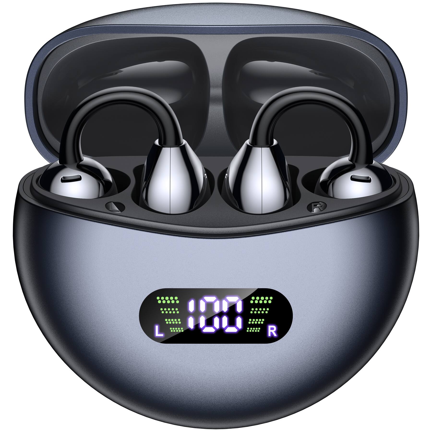 Front. VEAT00L - VEATOOL Clip-on Open Earbuds: Bluetooth 5.4 Sports Headphones for Small Ears & Glasses Wearers | ENC, 50H, IPX7.