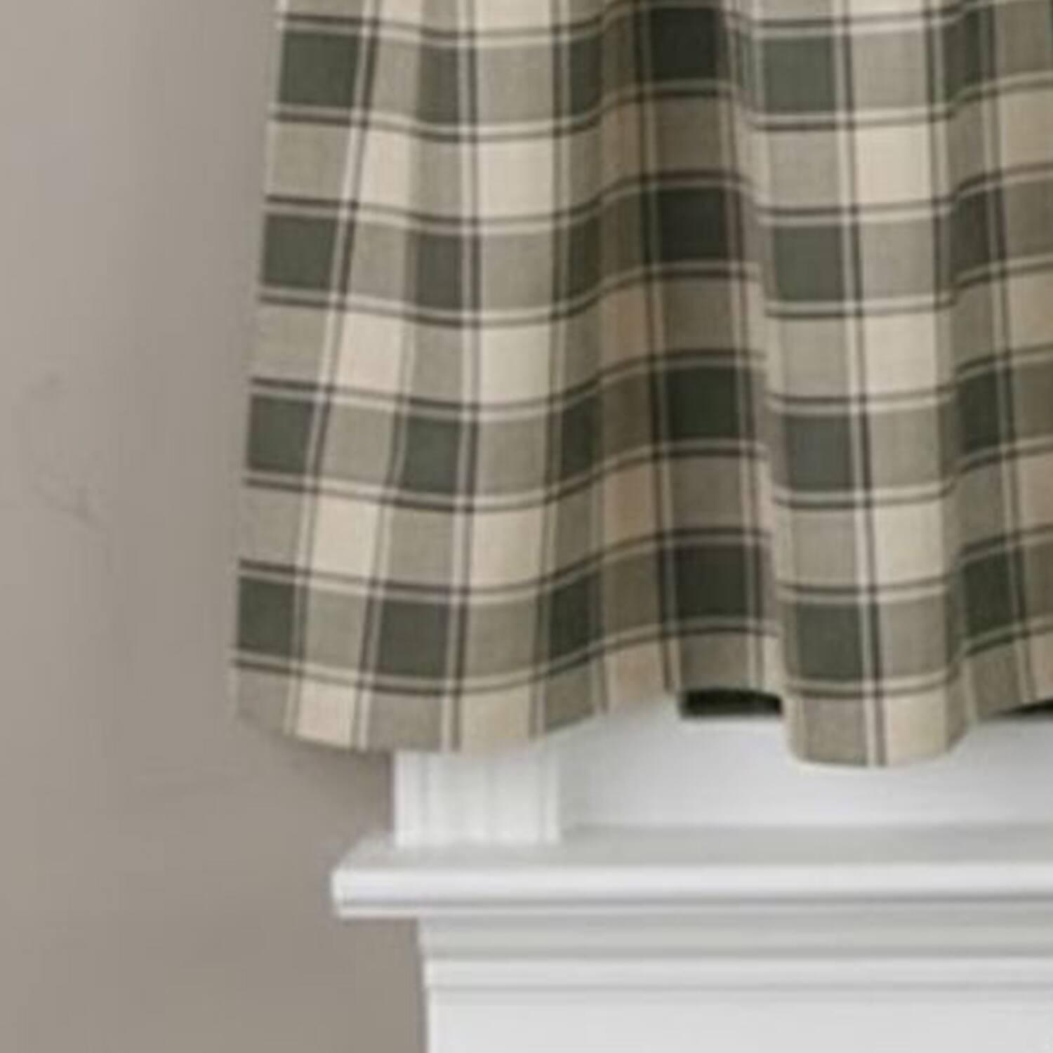 Back. Ellis Curtain - ELLIS 50% Polyester 50% Cotton Country Check Tailored With 1.5" Rod Pocket Tiers 56" x 24" Mist - Mist.