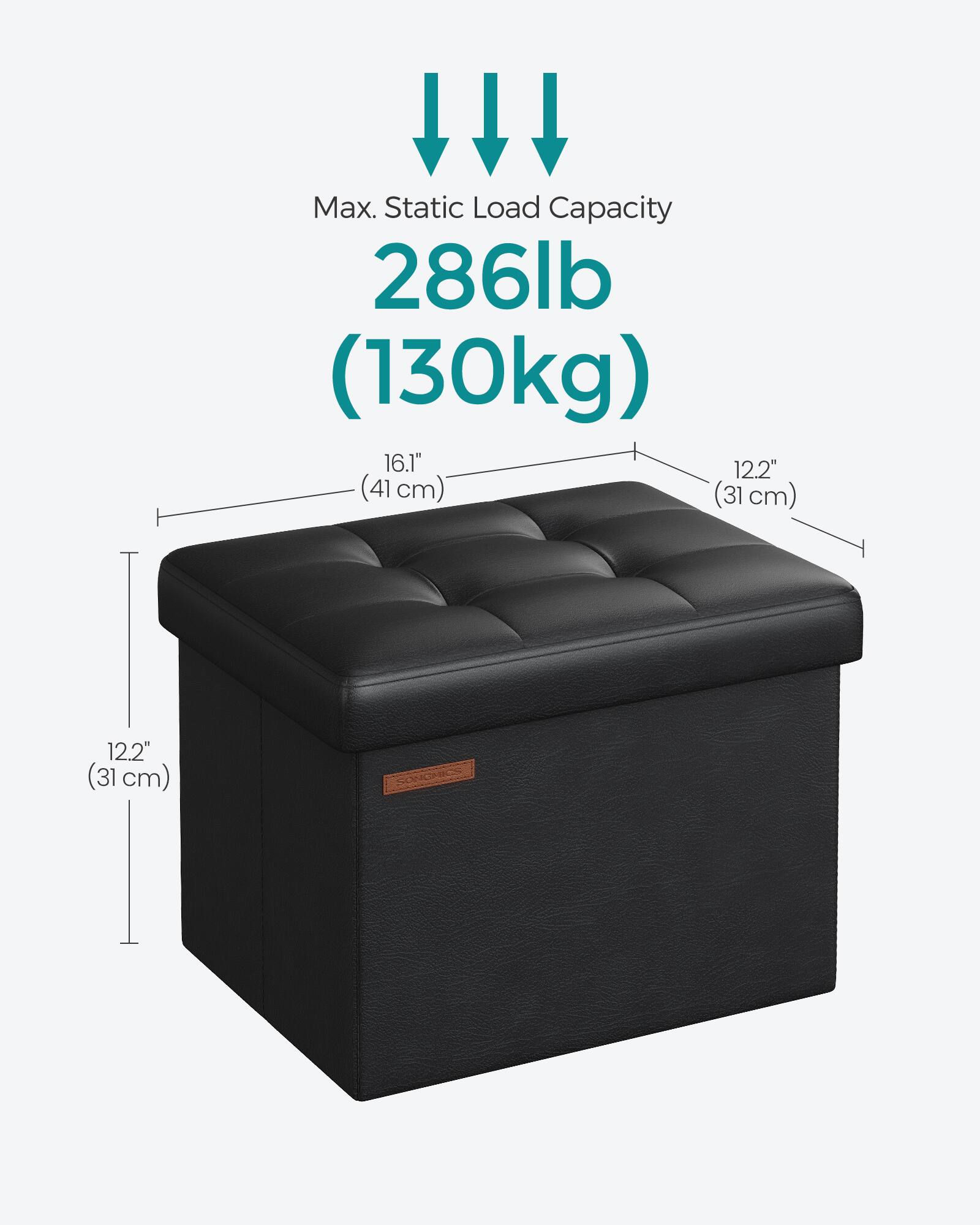 Max. Static Load Capacity 286lb (130kg)  
16.1" (41 cm)  
12.2" (31 cm)  
12.2" (31 cm)