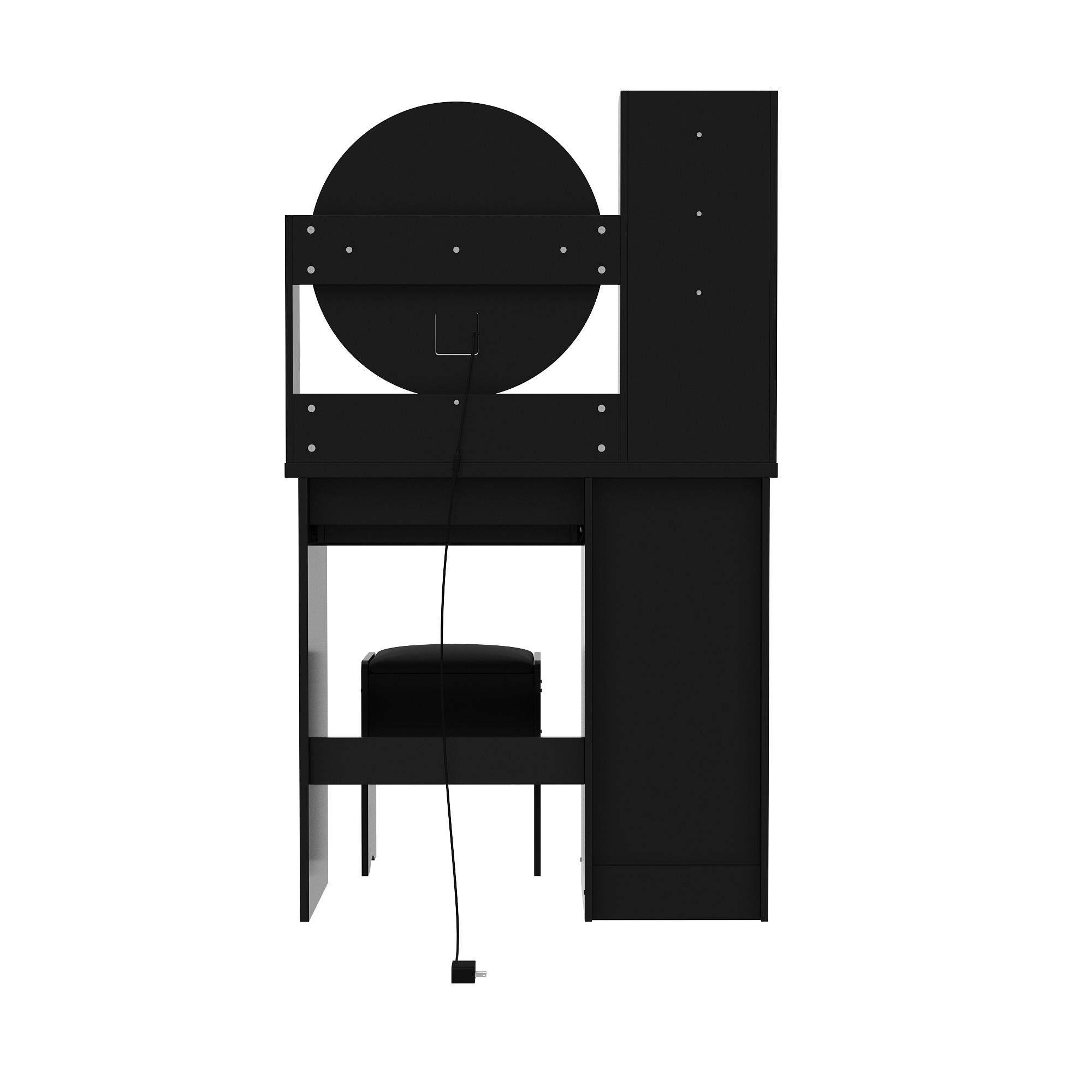 Back. Famapy - Multi-Color LED Vanity Table Set Ultimate Makeup Solution with Smart Storage Dressers - Black.