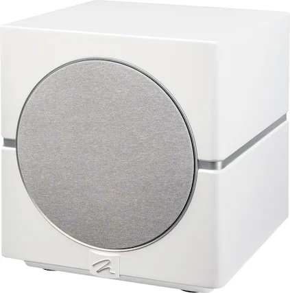 Front. MartinLogan - Dynamo 10, 10” Sealed, Powered Subwoofer, with Magnitude MT-1kW Amplifier, Sub Control App, and Wireless Built-In - Satin White.