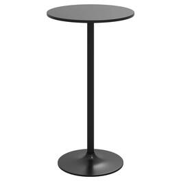 Costway - 24" Round Pub Table Bistro Bar Height Cocktail Table with Metal Base Indoor - Black
