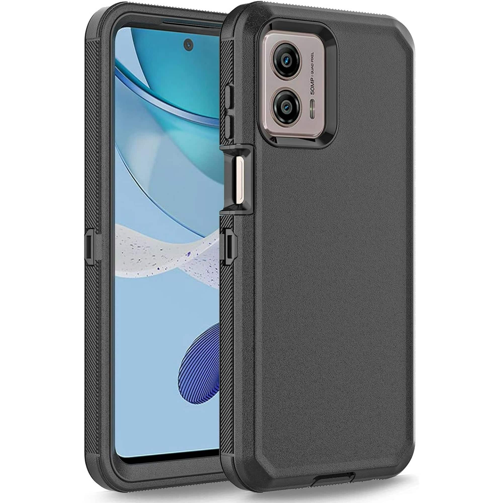 Front. Entronix - Entronix Heavy Duty Phone Case for Moto G Power 2024 - Triple-Layer Protection - Black.