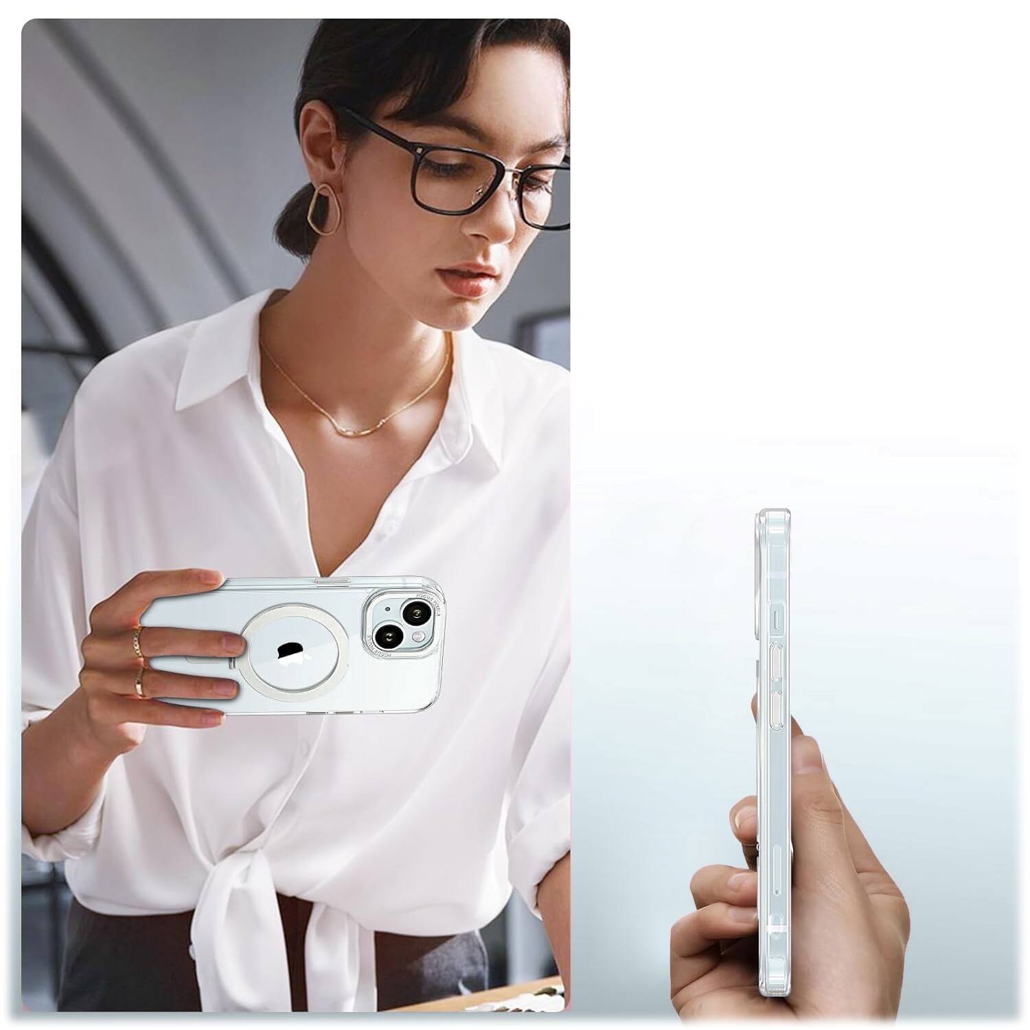 Alt View 15. SaharaCase - Hybrid-Flex Kickstand Case with MagSafe for Apple iPhone 15 - Clear.