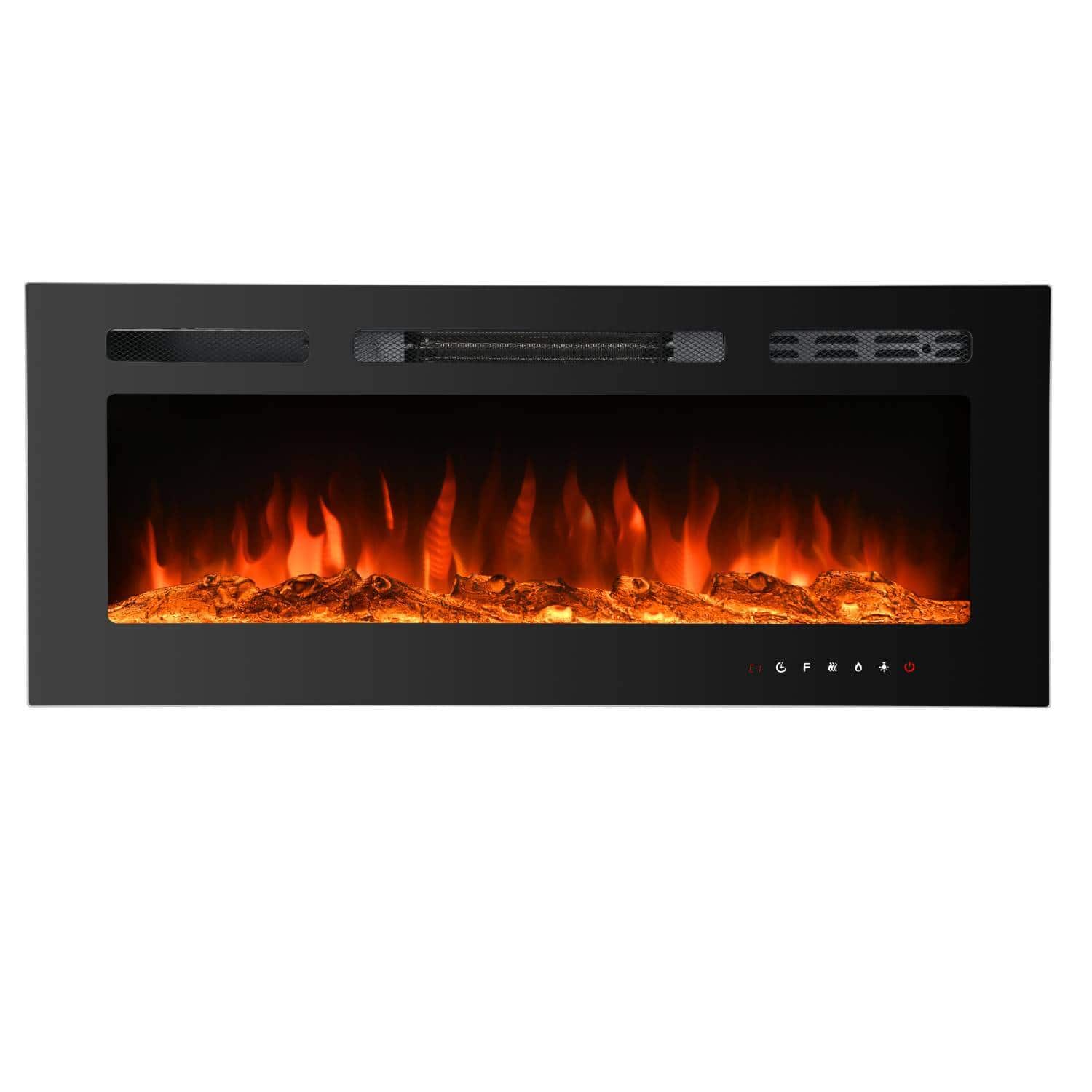 Qeetex - Modern 36 Inch Wall Built-in Electric Fireplace Heater for Bedrooms, Living Room