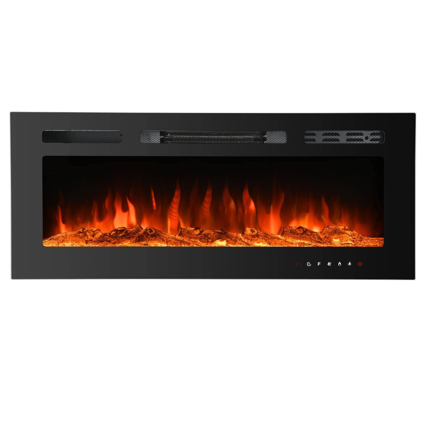 Front. Qeetex - Modern 36 Inch Wall Built-in Electric Fireplace Heater for Bedrooms, Living Room.