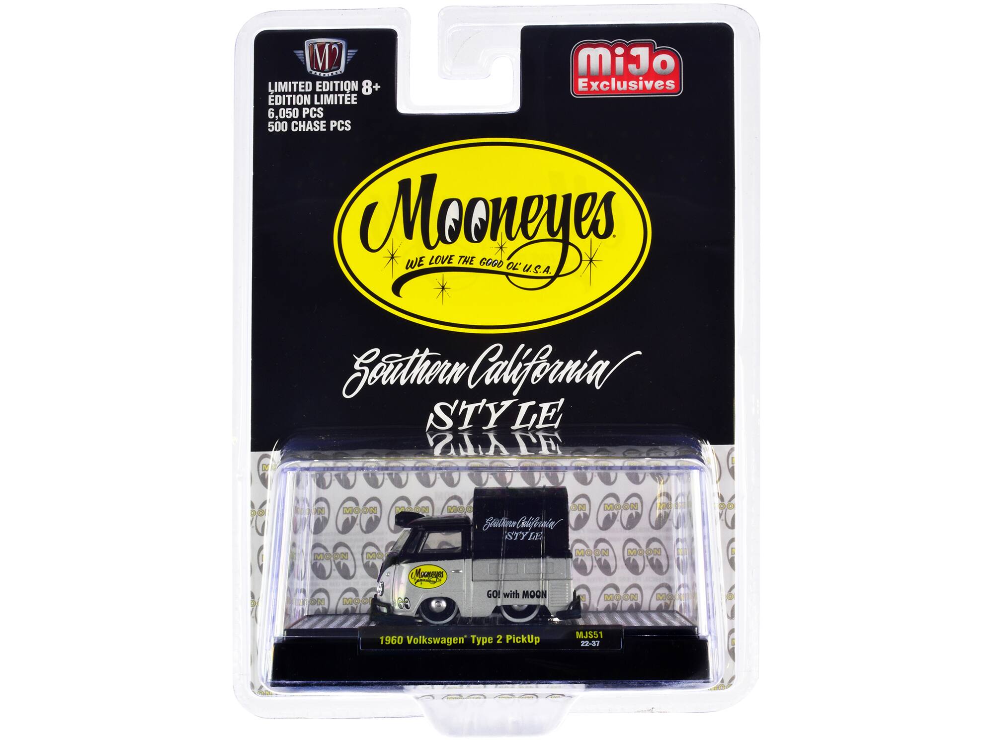 M2 MiJo LIMITED EDITION 8+ Exclusives  
EDITION LIMITEE 6,050 PCS 500 CHASE PCS  
Mooneyes  
WE LOVE THE GOOD OL' U.S.A.  
Southern California STYLE  
STYLE  
1960 Volkswagen Type 2 PickUp  
MJS51 22-31