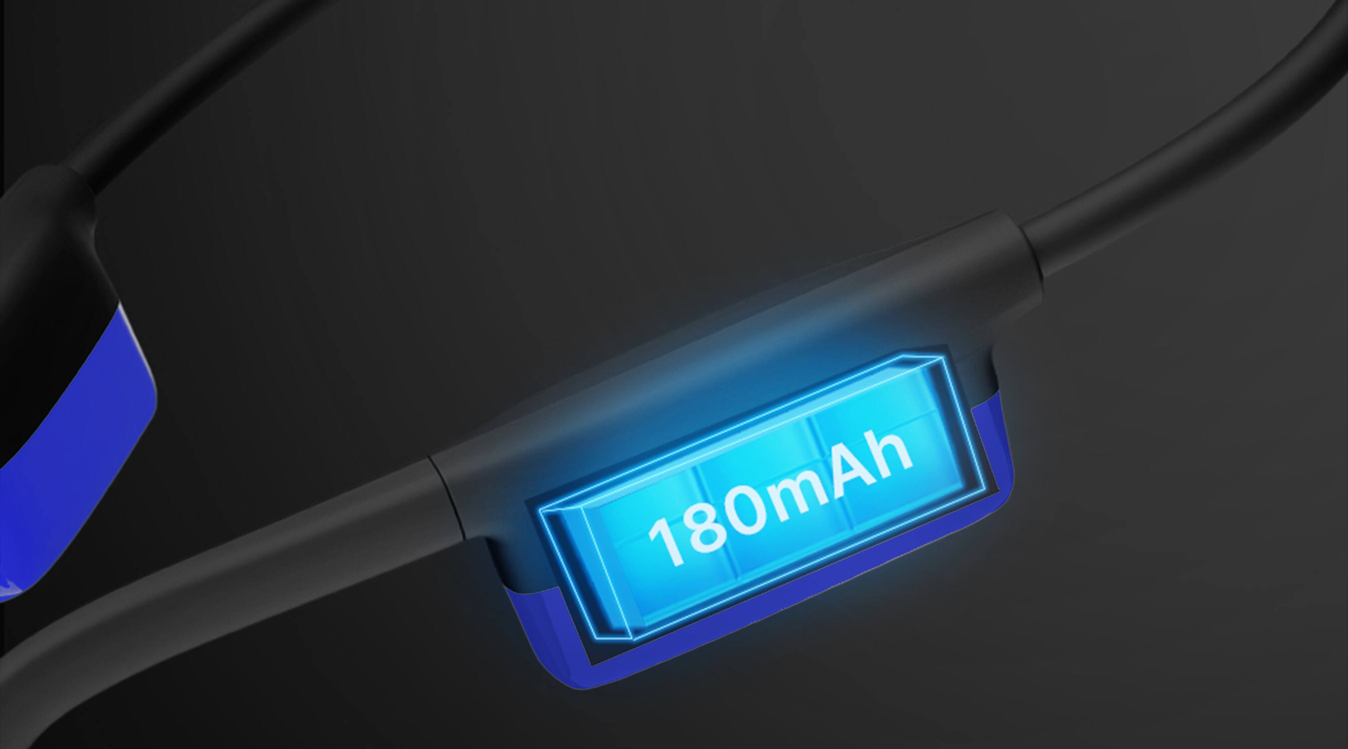 Back. OPN Sound - Mezzo+ Open-Ear Wireless Bone Conduction Advanced Headphones - Black/Blue.