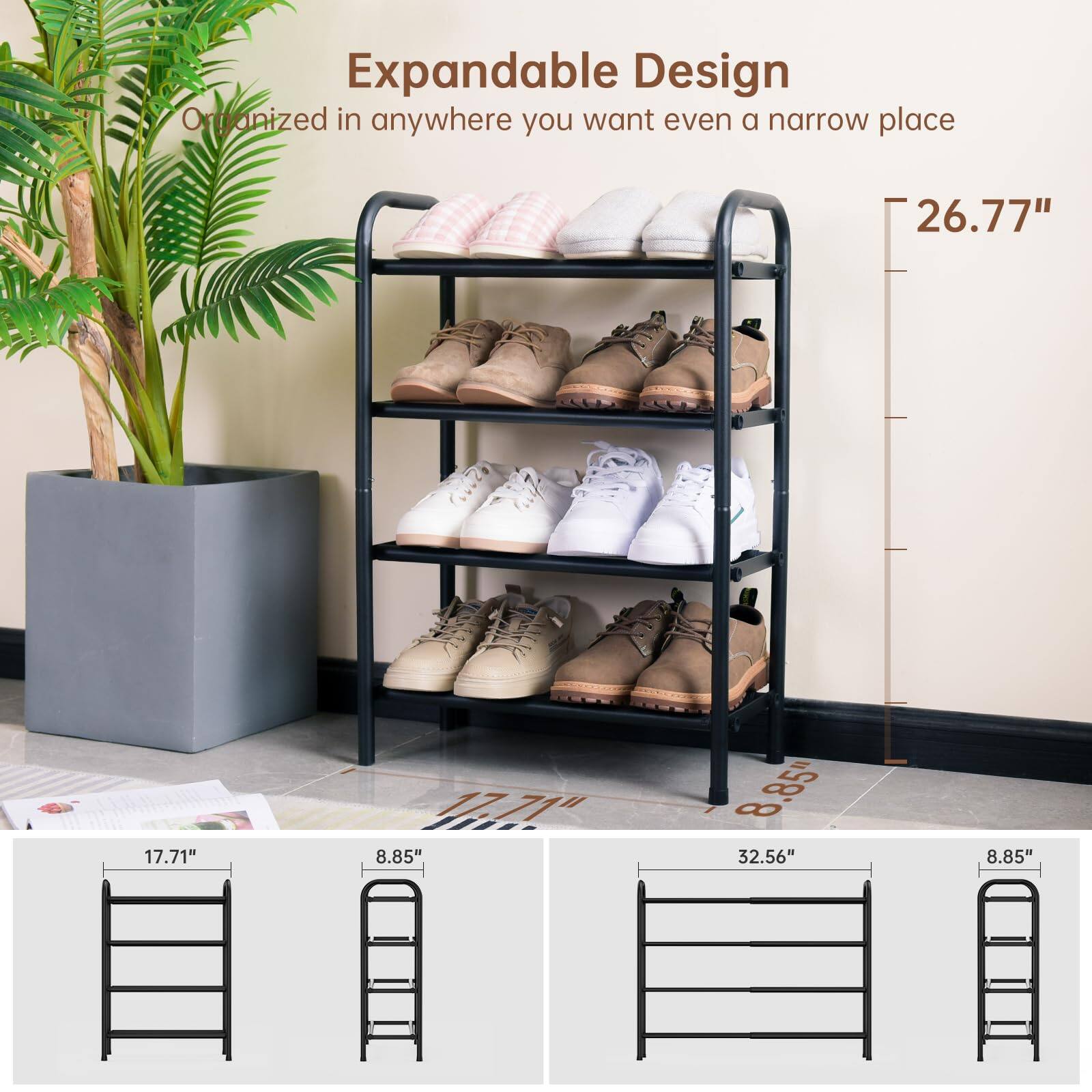 Expandable Design  
Organized in anywhere you want even a narrow place  

26.77"  
17.71"  
8.85"  
32.56"  
8.85"