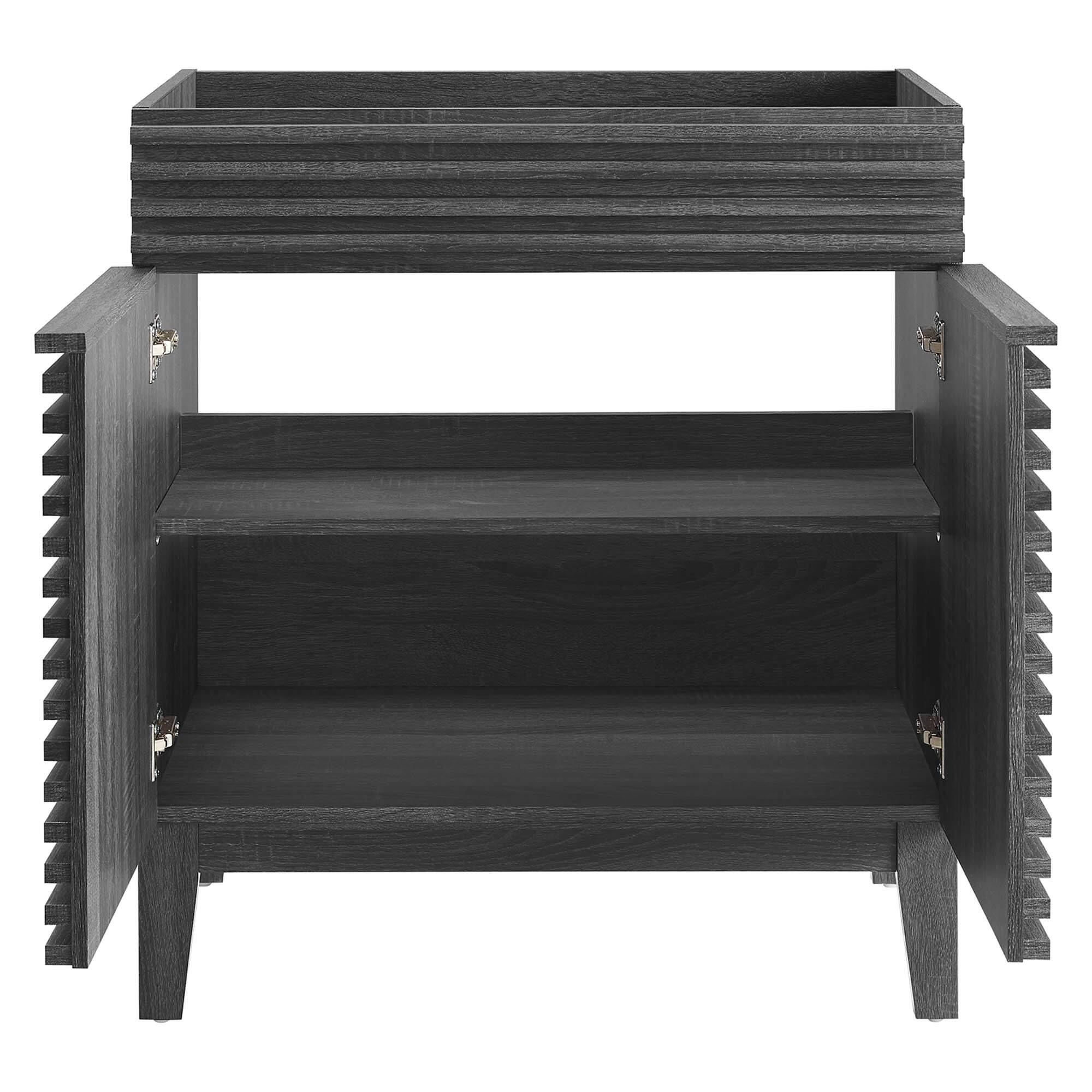 Alt View 4. Modway - Render 30" and 36" Bathroom Cabinets Basin Not Included - Charcoal.