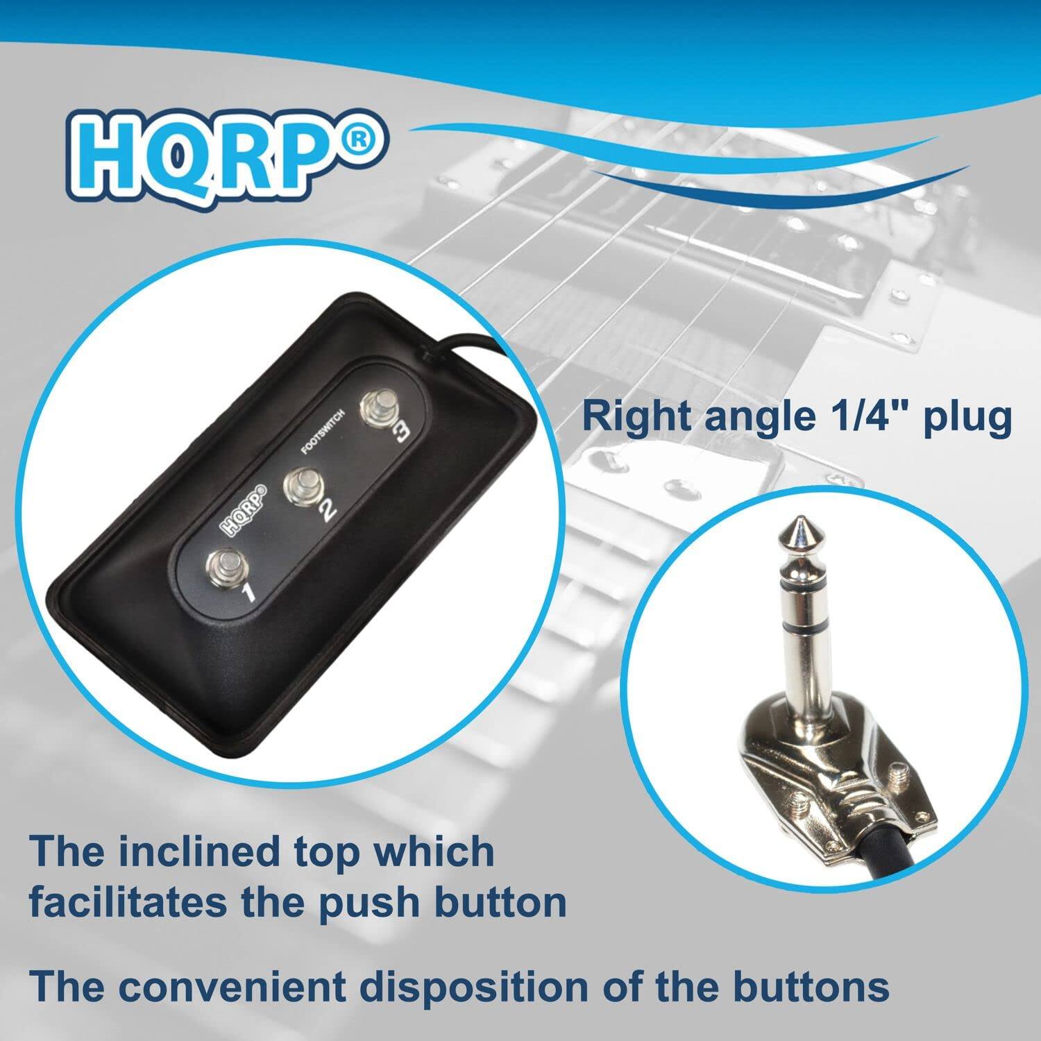 HQRP FOOTSWITCH HORPS 2 3 Right angle 1/4" plug

1. The inclined top which facilitates the push button
2. The convenient disposition of the buttons