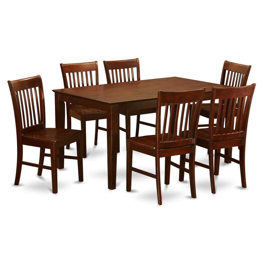 Back. East West Furniture - 7 PC Dining room set - Dinette Table and 6 Dining Chairs - Mahogany.