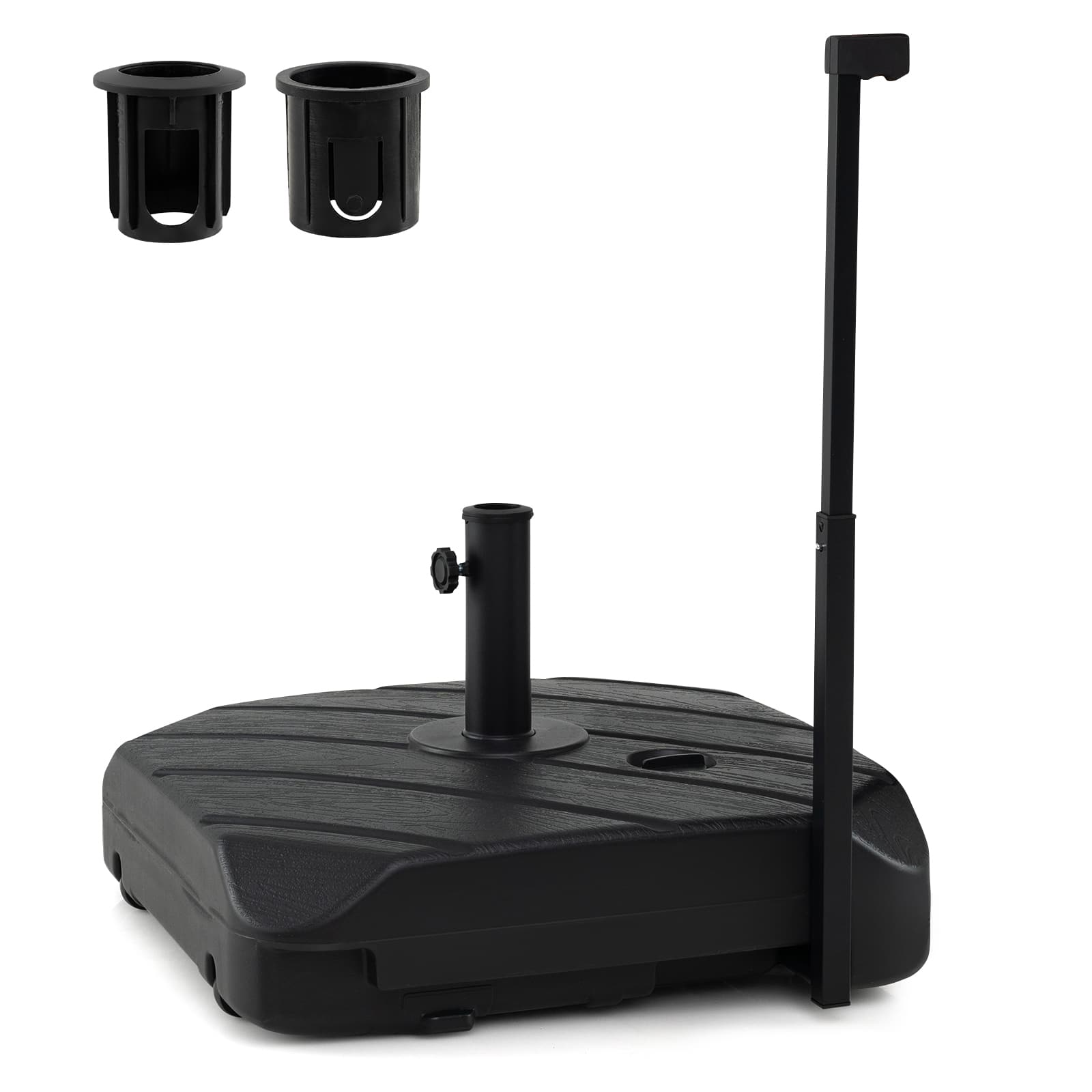 Costway - Fillable Patio Umbrella Base with Wheels & Telescopic Pull Rod, Umbrella Stand - Black price history on PriceWatchPro