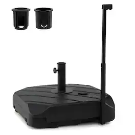 Costway - Fillable Patio Umbrella Base with Wheels & Telescopic Pull Rod, Umbrella Stand - Black