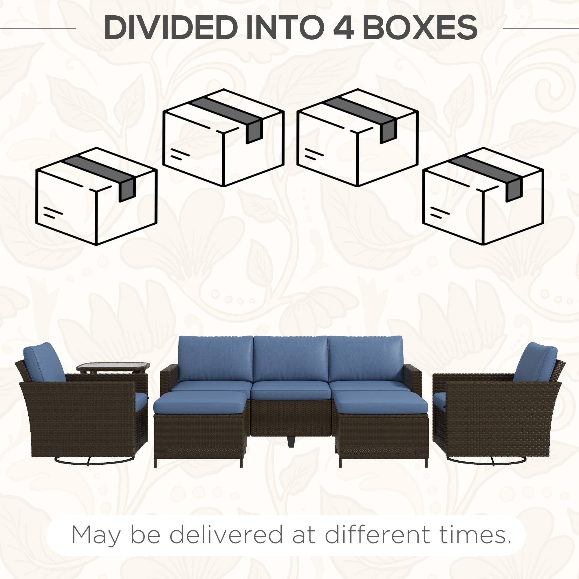 DIVIDED INTO 4 BOXES

May be delivered at different times.